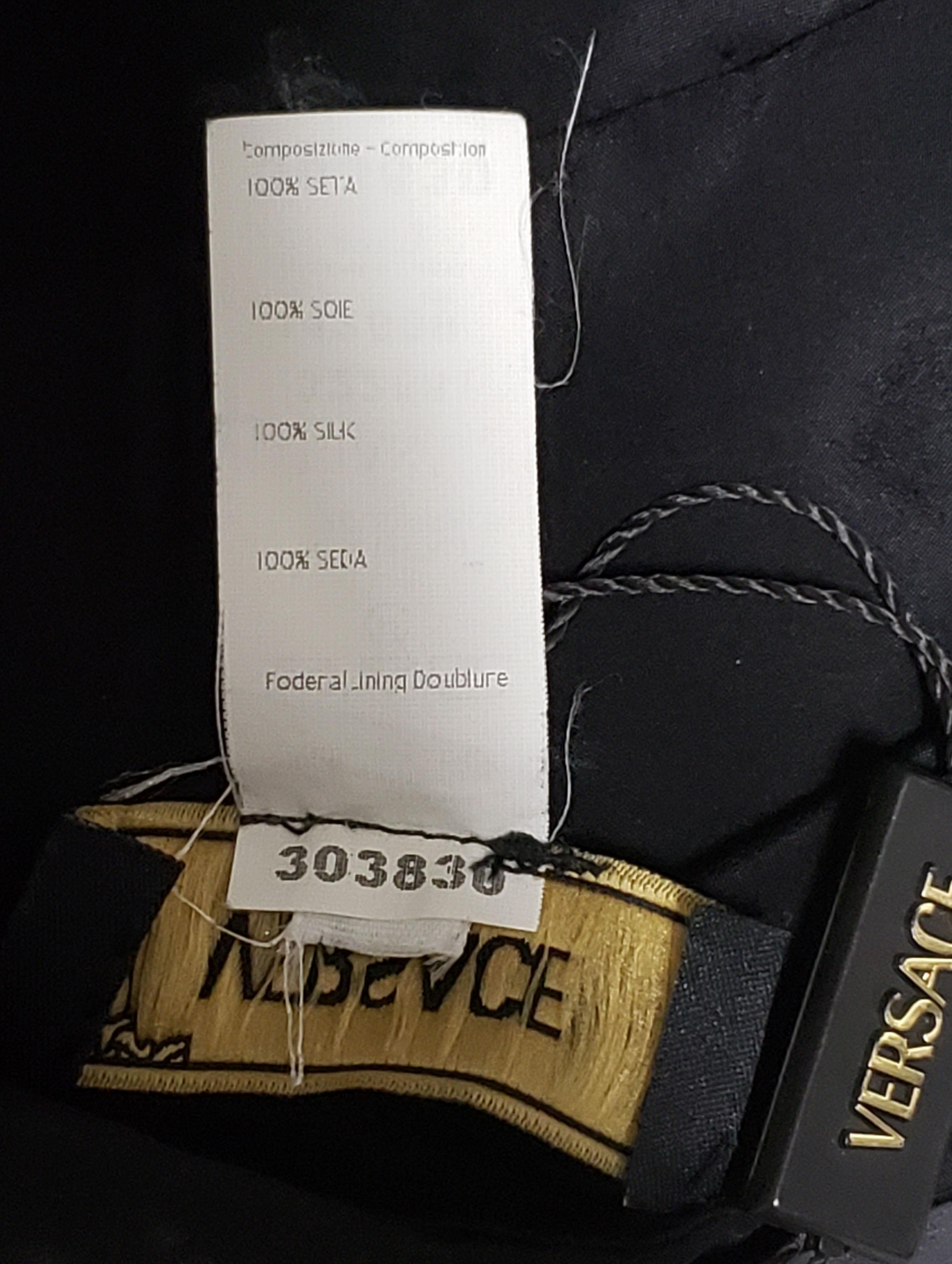 Versace - Robe vintage noire 100 % soie, taille 42/6 en vente 5