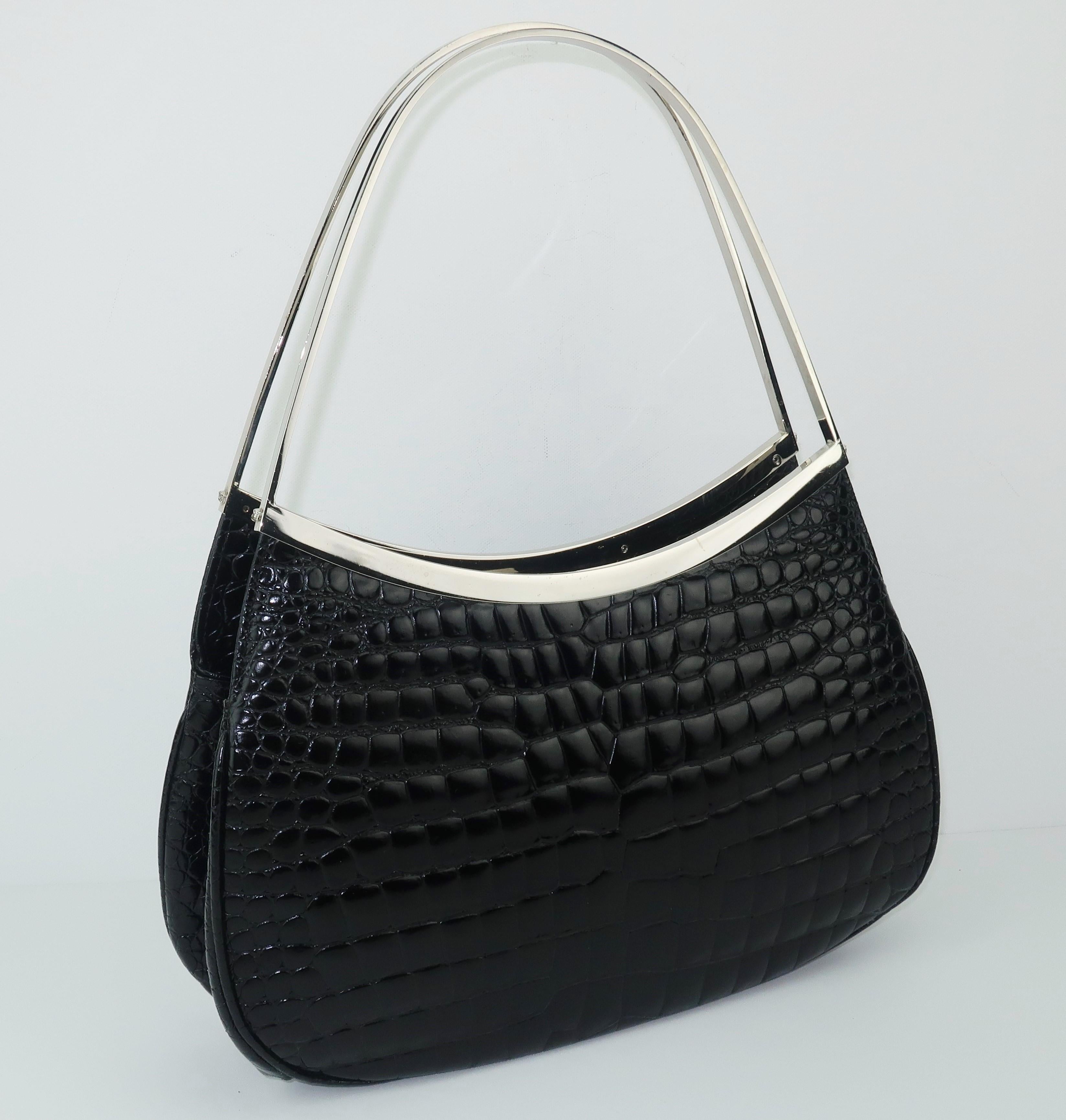 croc embossed leather handbags