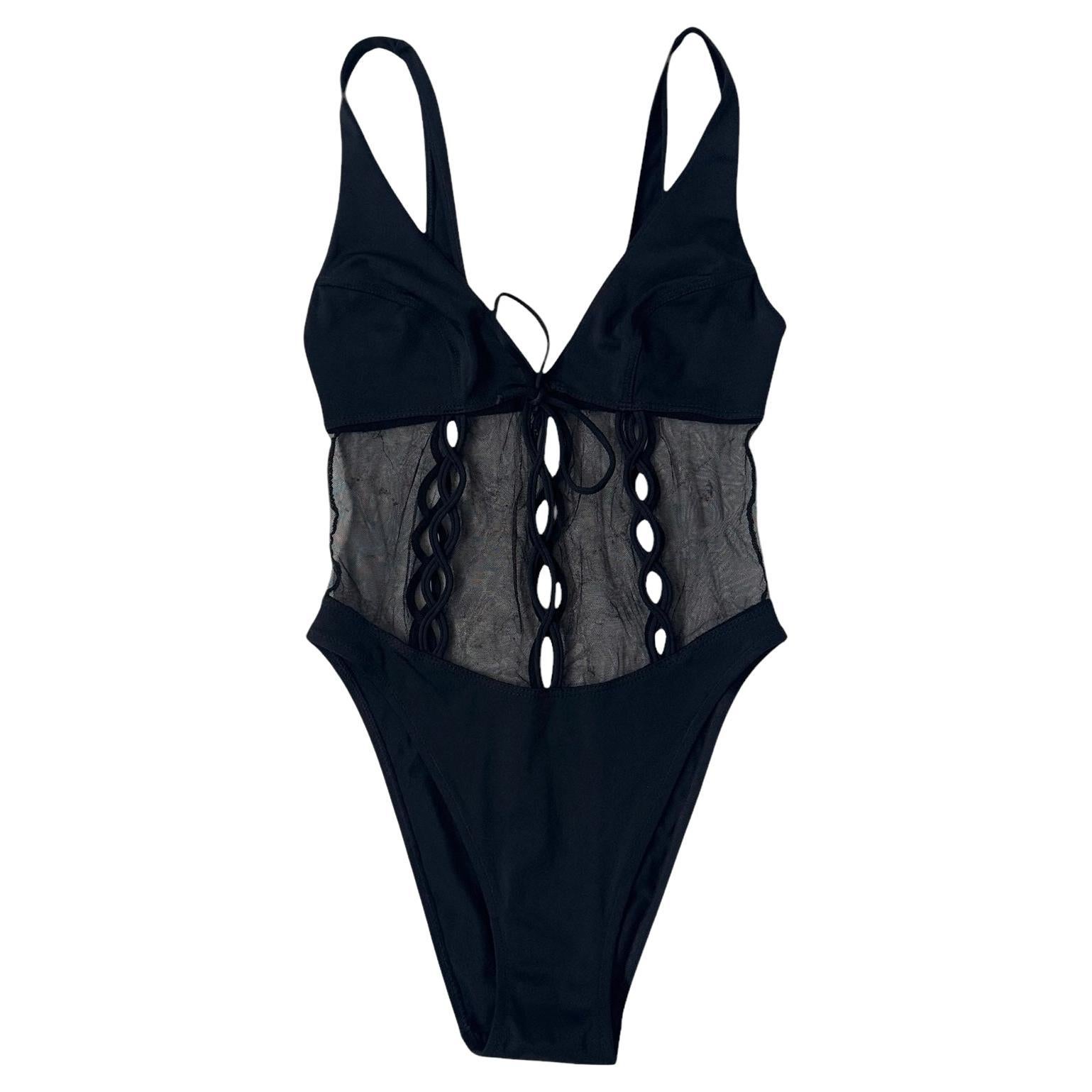 Vintage Versace Black Cutout One-Piece Swimsuit