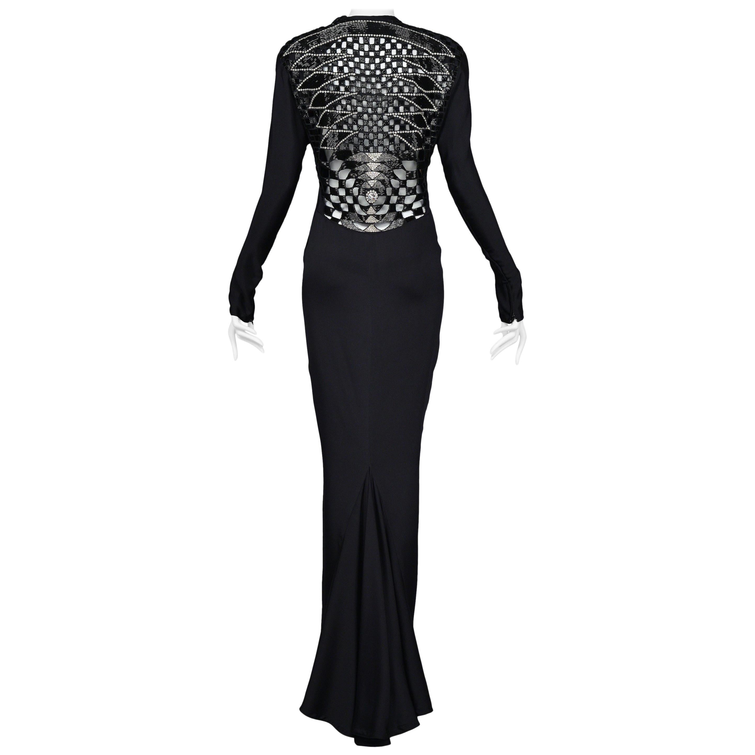 Vintage Versace Black Deco Cutout Gown 1986-87