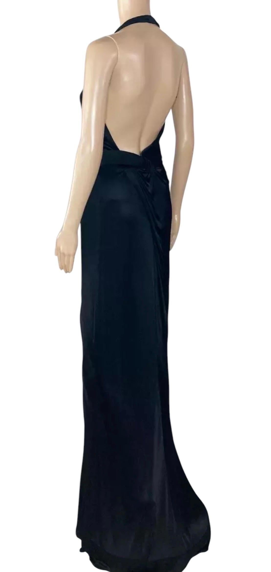 Vintage Versace Black Long Gown Wrap Dress with Open Back 42 - 6 In New Condition For Sale In Montgomery, TX