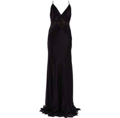 Vintage Versace Black Silk and Lace Gown Dress NWT