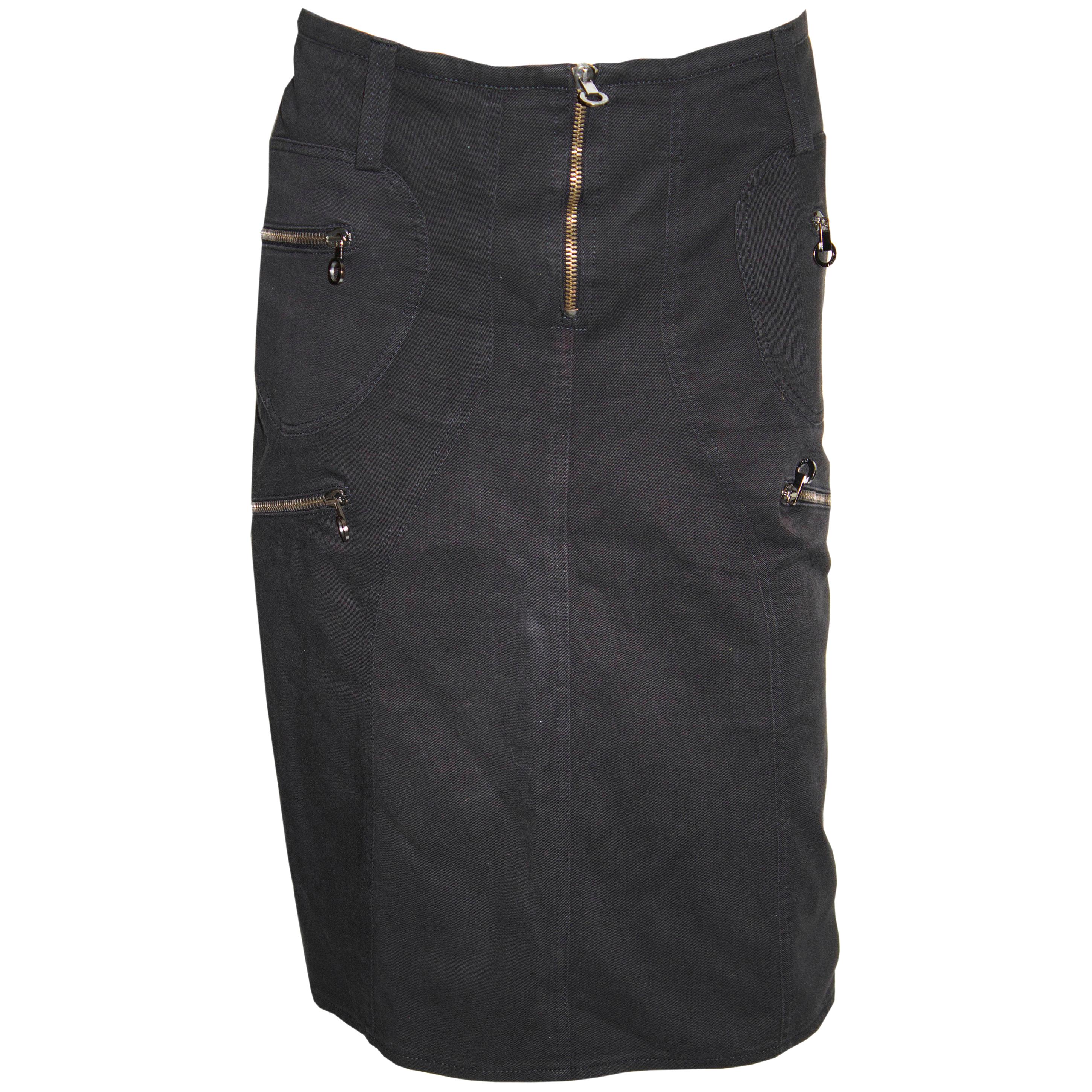 Vintage Versace Black, Skirt For Sale