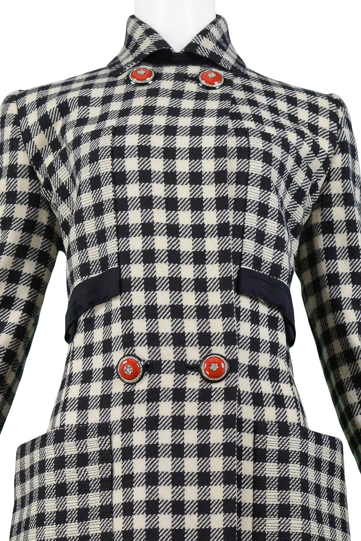 black and white check coat womens