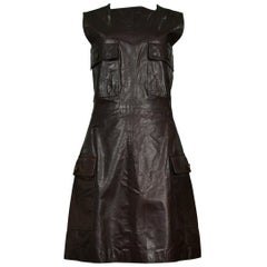 Braunes Leder-Pulloverkleid von Versace