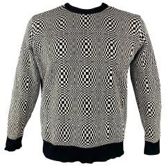 Vintage VERSACE CLASSIC Size XL Black & White Geometric Nylon Crew-Neck Pullover