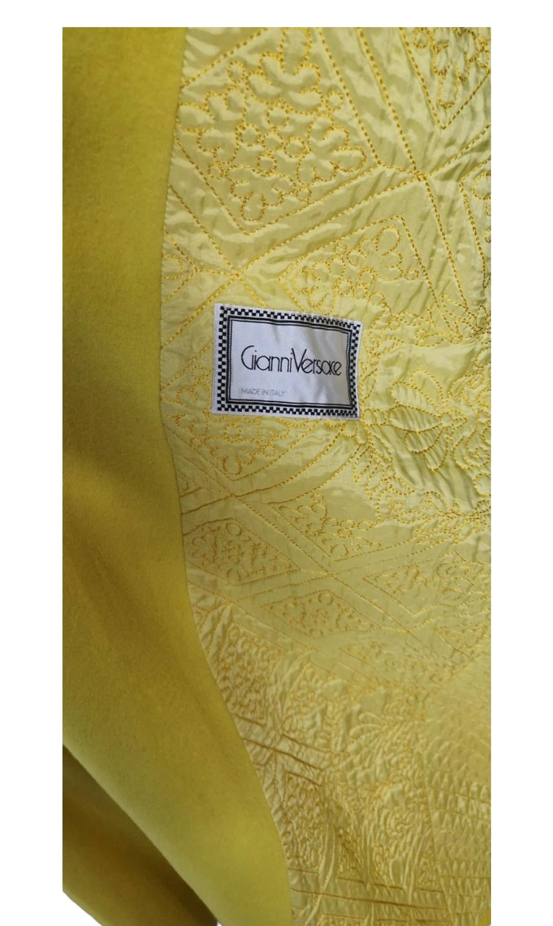 Yellow Vintage Versace coat. For Sale