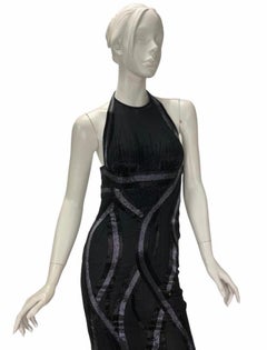Vintage Versace Embellished Black Silk Mermaid Gown