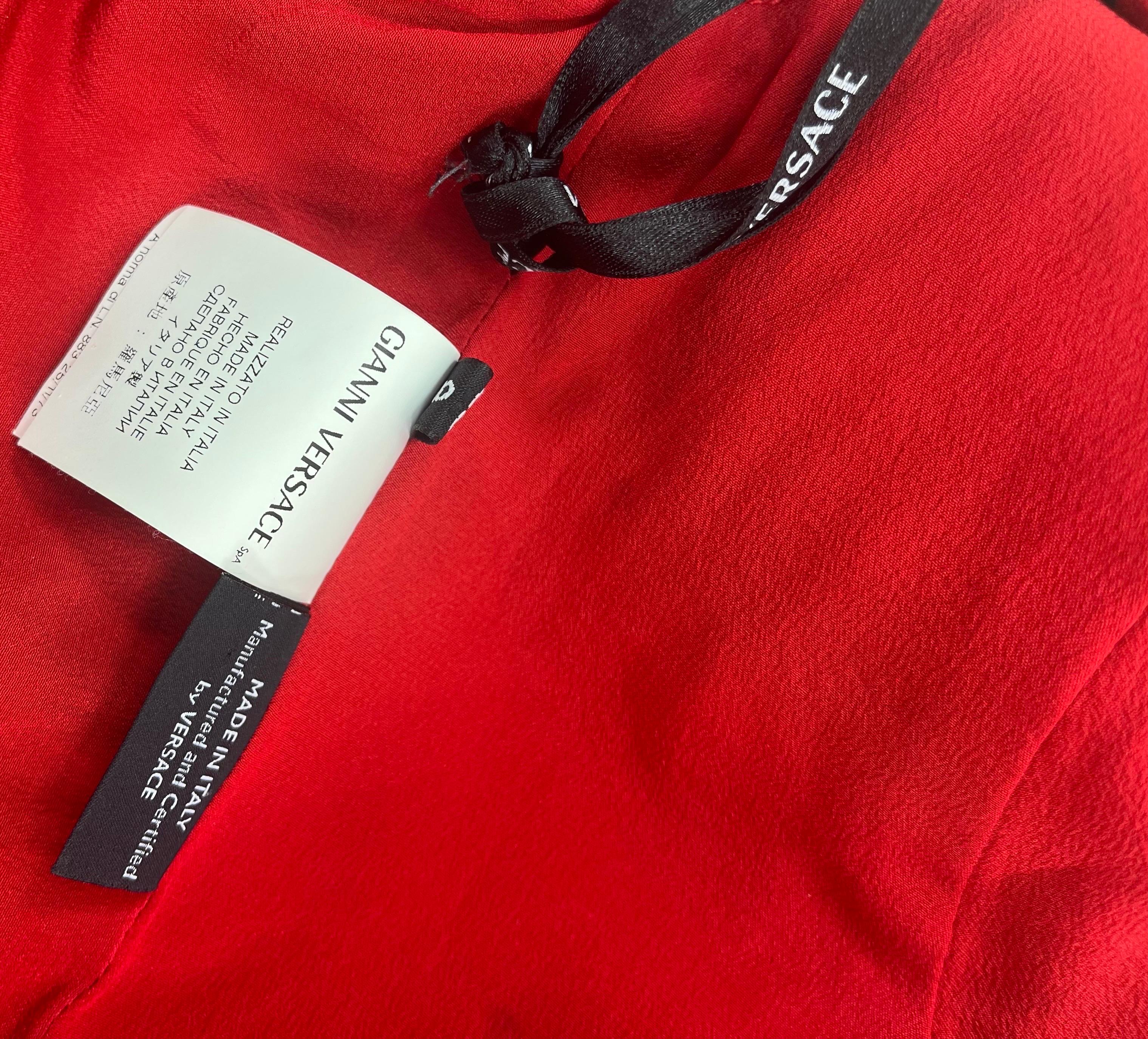 Vintage Versace Vestido de Seda Rojo Adornado Talla 42 4