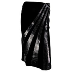 Vintage Versace A/I 2000 Gonna in pelle scamosciata nera con dettaglio pitone It. 40