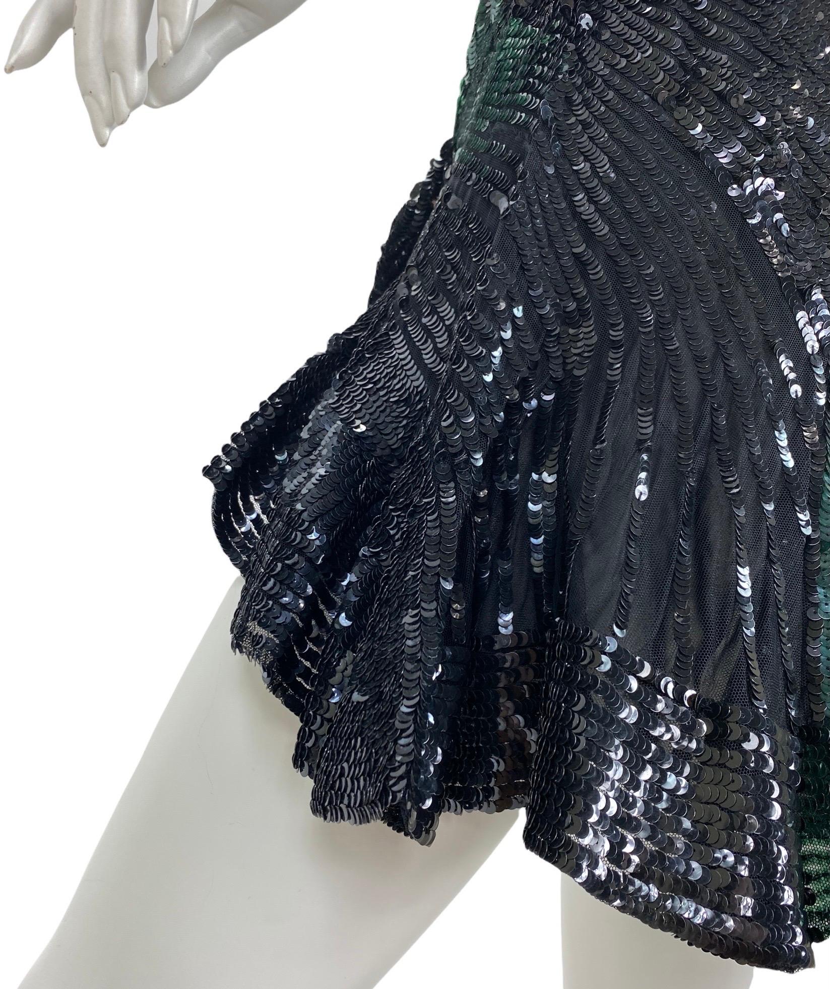  Vintage VERSACE F/W 2005 Embellished Black Emerald Mini Cocktail Dress 42 US 6 In Excellent Condition For Sale In Montgomery, TX