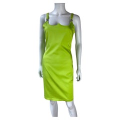Vintage Versace Flashy Green Dress with Iconic Neckline