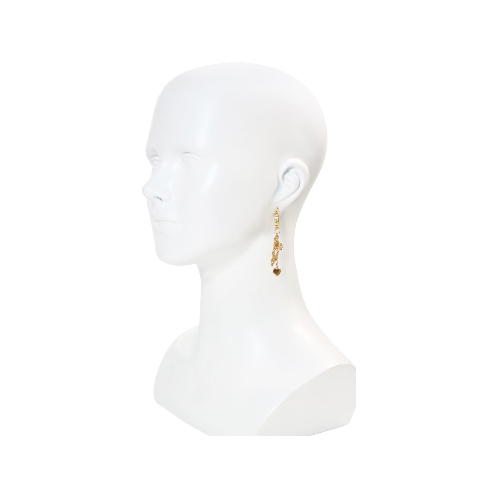 Vintage Versace Gold Tone Dangling Pieces Hoop Earring Circa 2000s For Sale 2