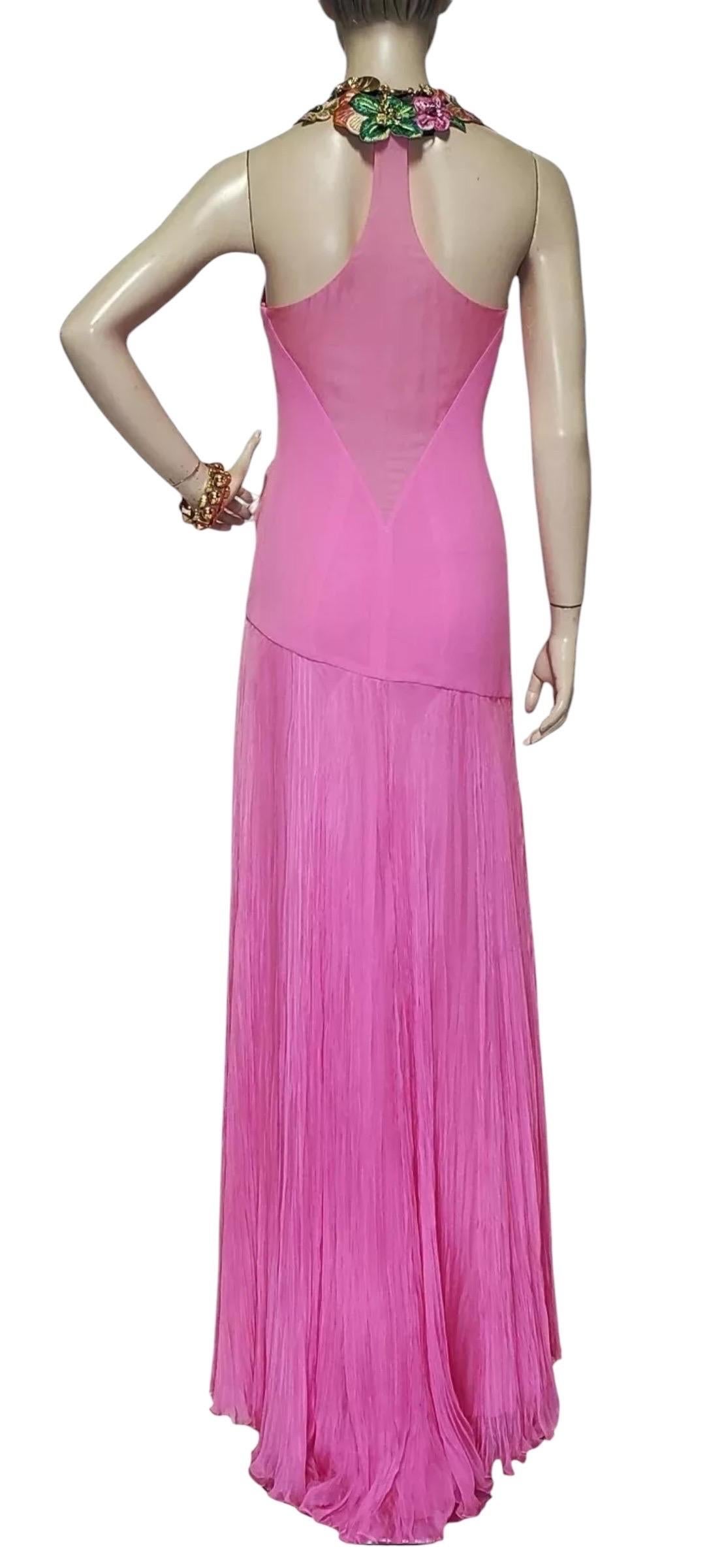 Vintage Versace Hot Pink Embellished Gown 40 - 4 2