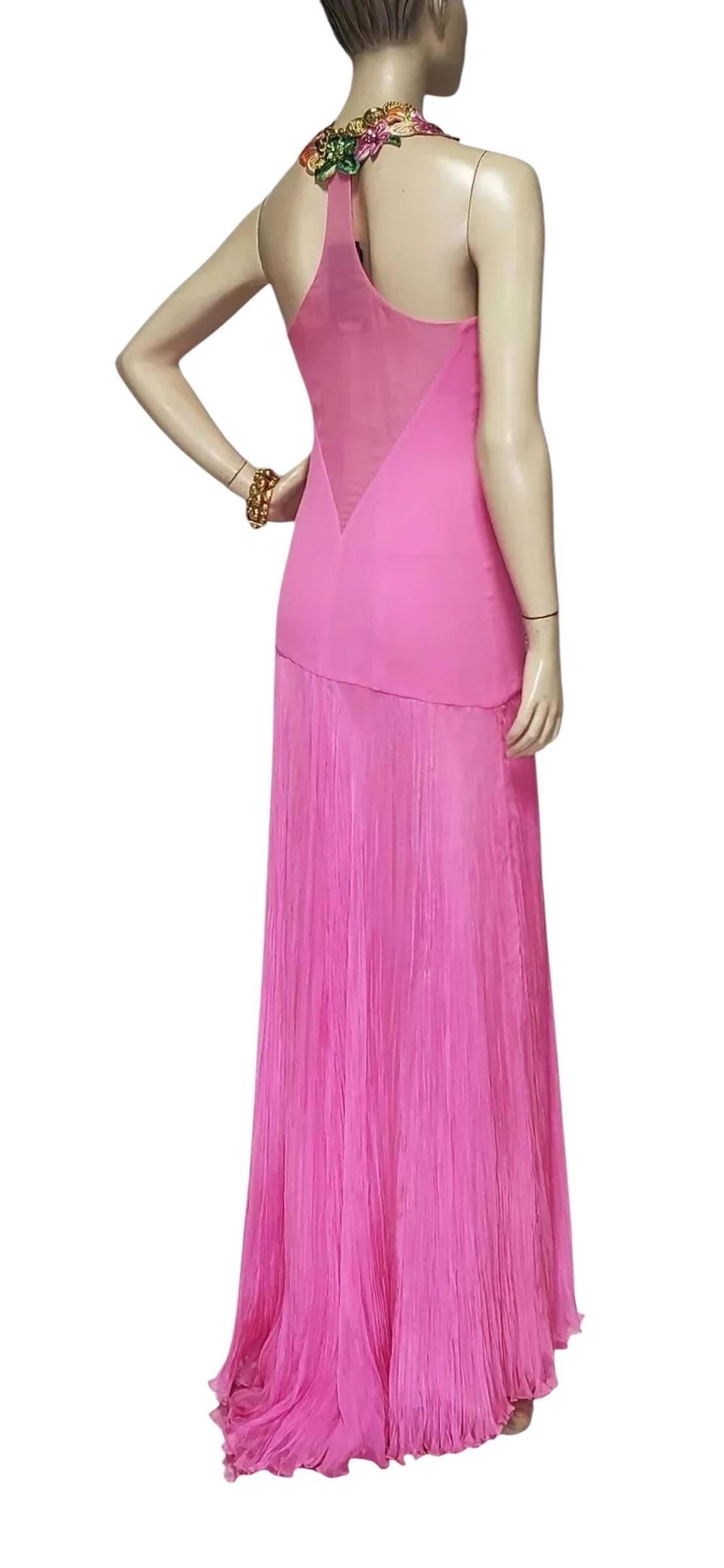 Vintage Versace Hot Pink Embellished Gown 40 - 4 3