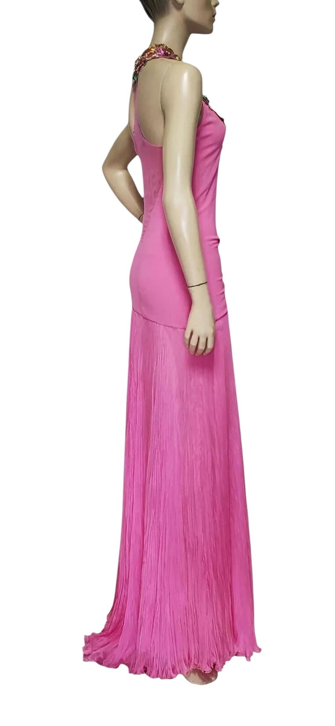Vintage Versace Hot Pink Embellished Gown 40 - 4 4
