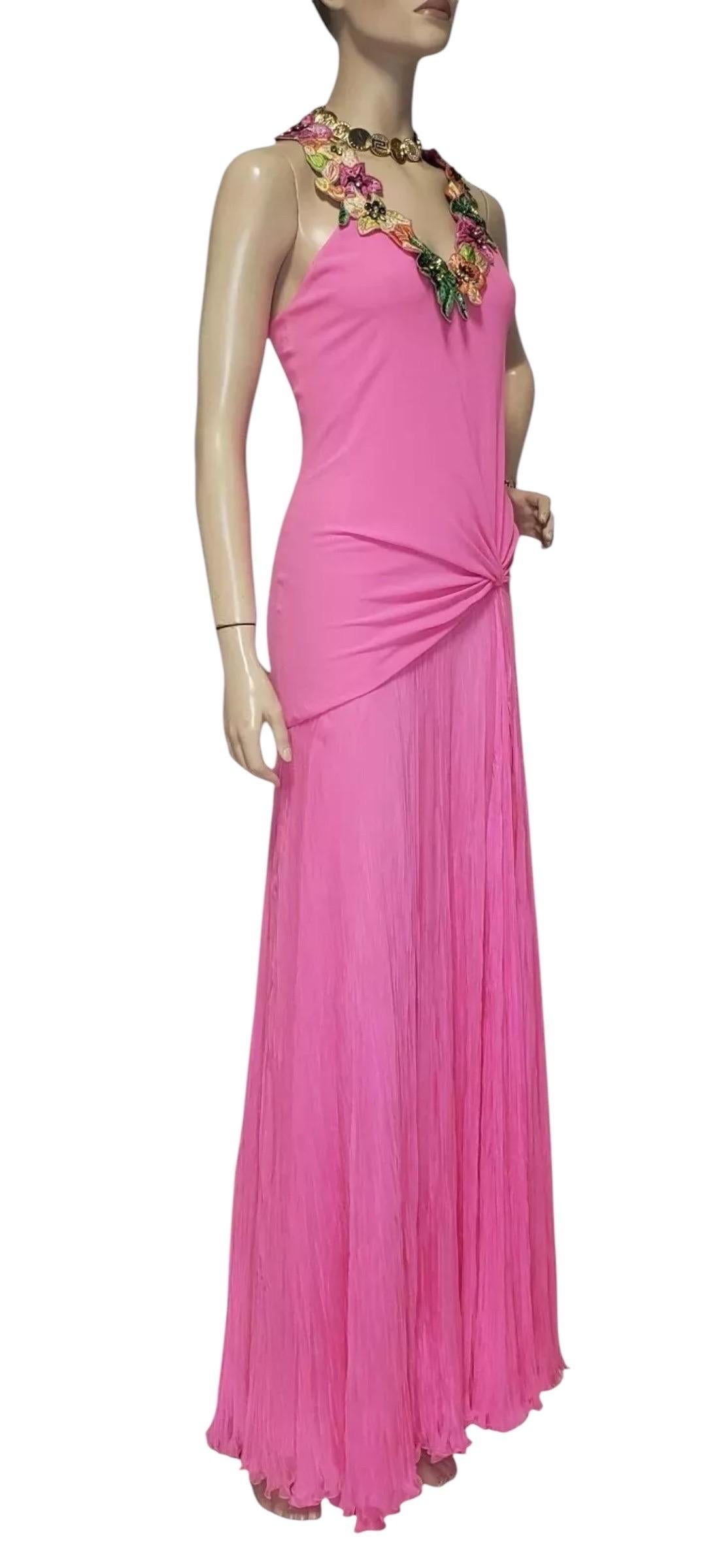 Vintage Versace Hot Pink Embellished Gown 40 - 4 5