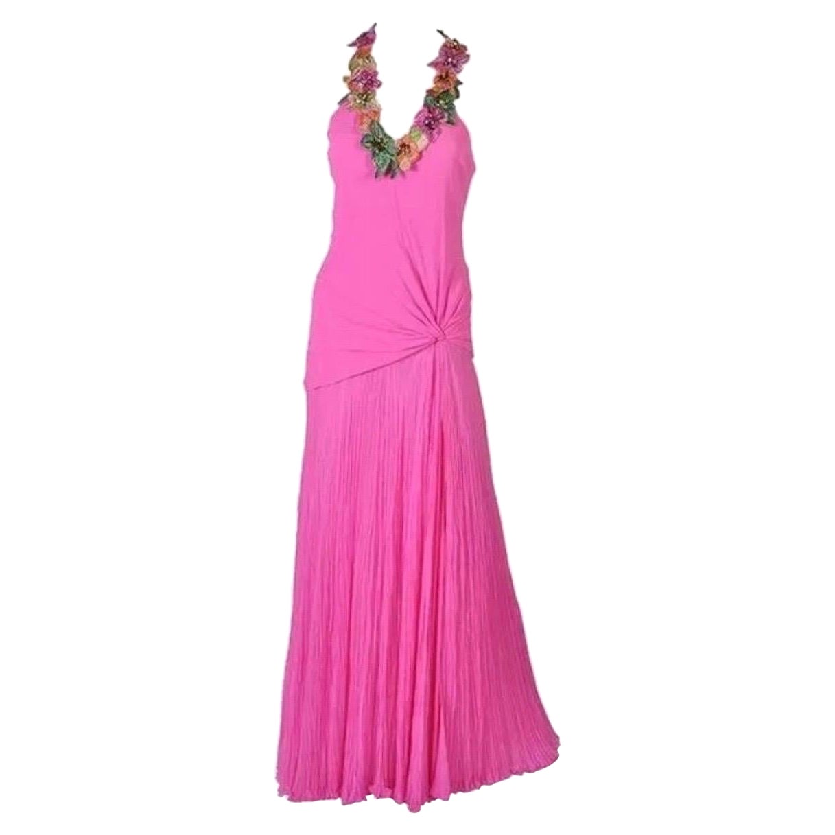 Vintage Versace Hot Pink Embellished Gown 40 - 4