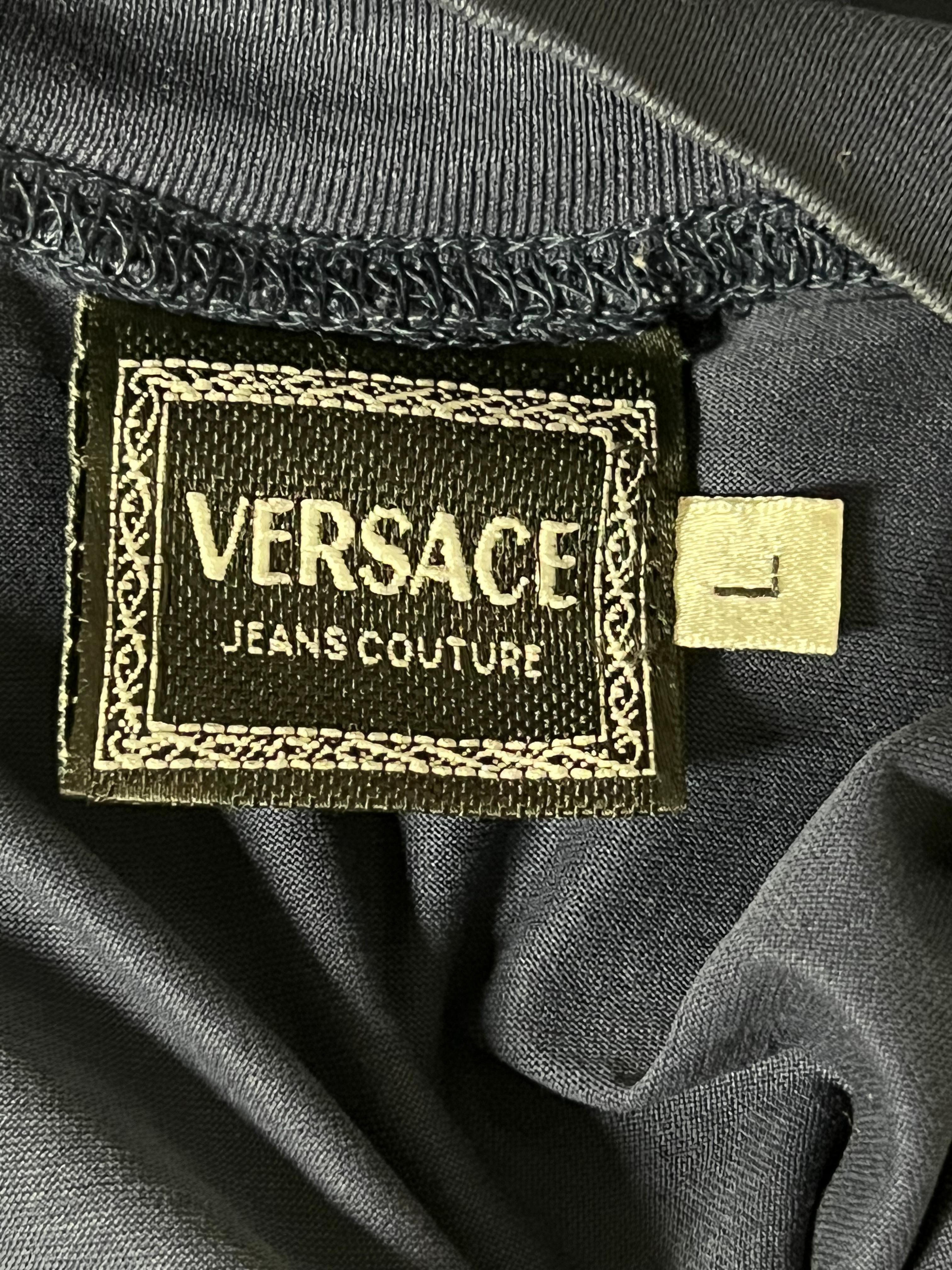 Blue Vintage Versace Jeans Couture Navy Top, Size Large  For Sale