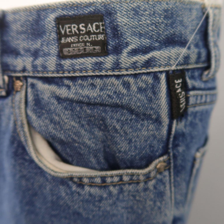 Vintage VERSACE JEANS COUTURE Size 32 Medium Stone Wash Denim Jeans at  1stDibs