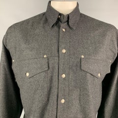 Vintage VERSACE JEANS COUTURE Size L Charcoal Wool Button Down Long Sleeve Shirt