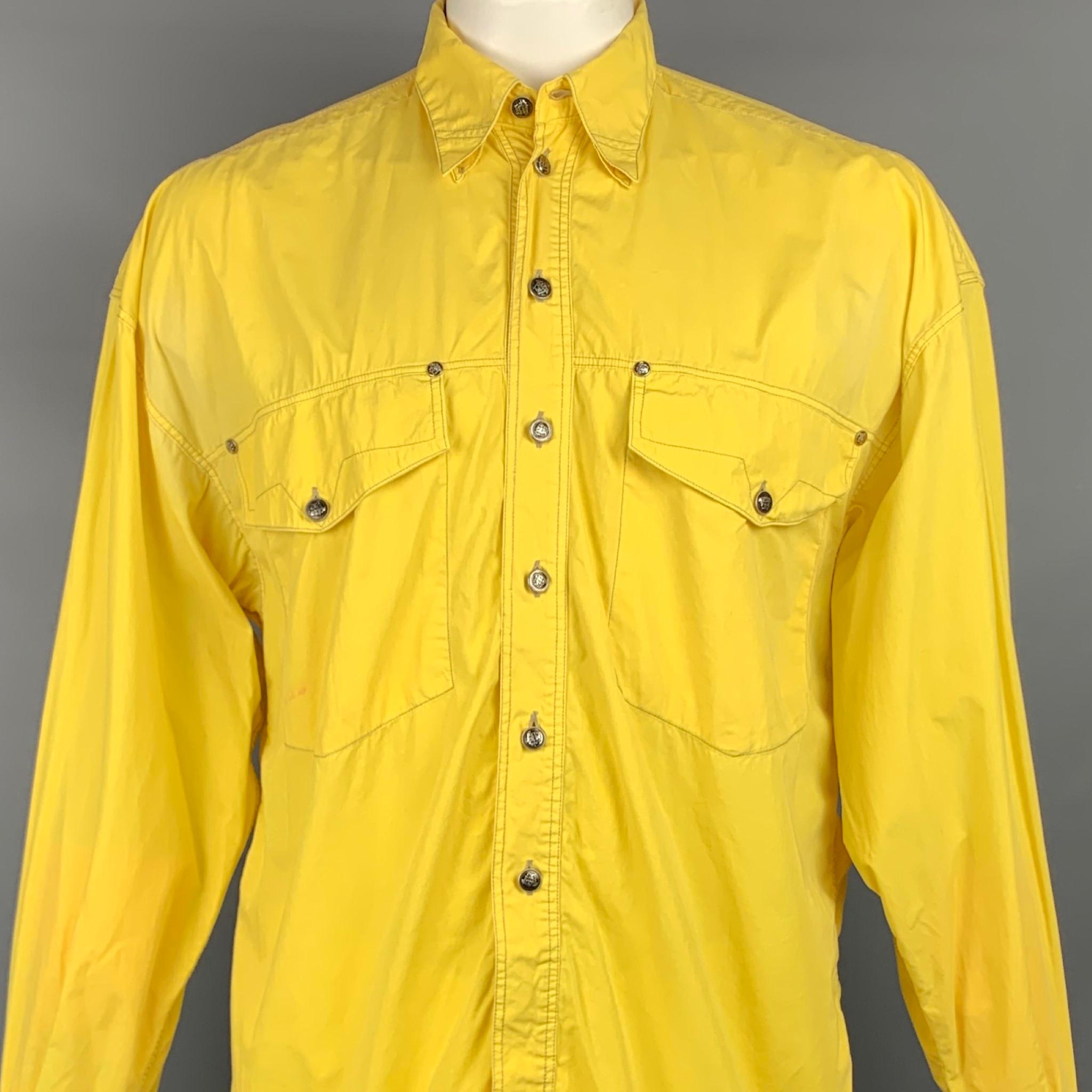 VERSACE JEANS COUTURE Baumwollhemd mit gelbem Kontraststich, Größe L 1