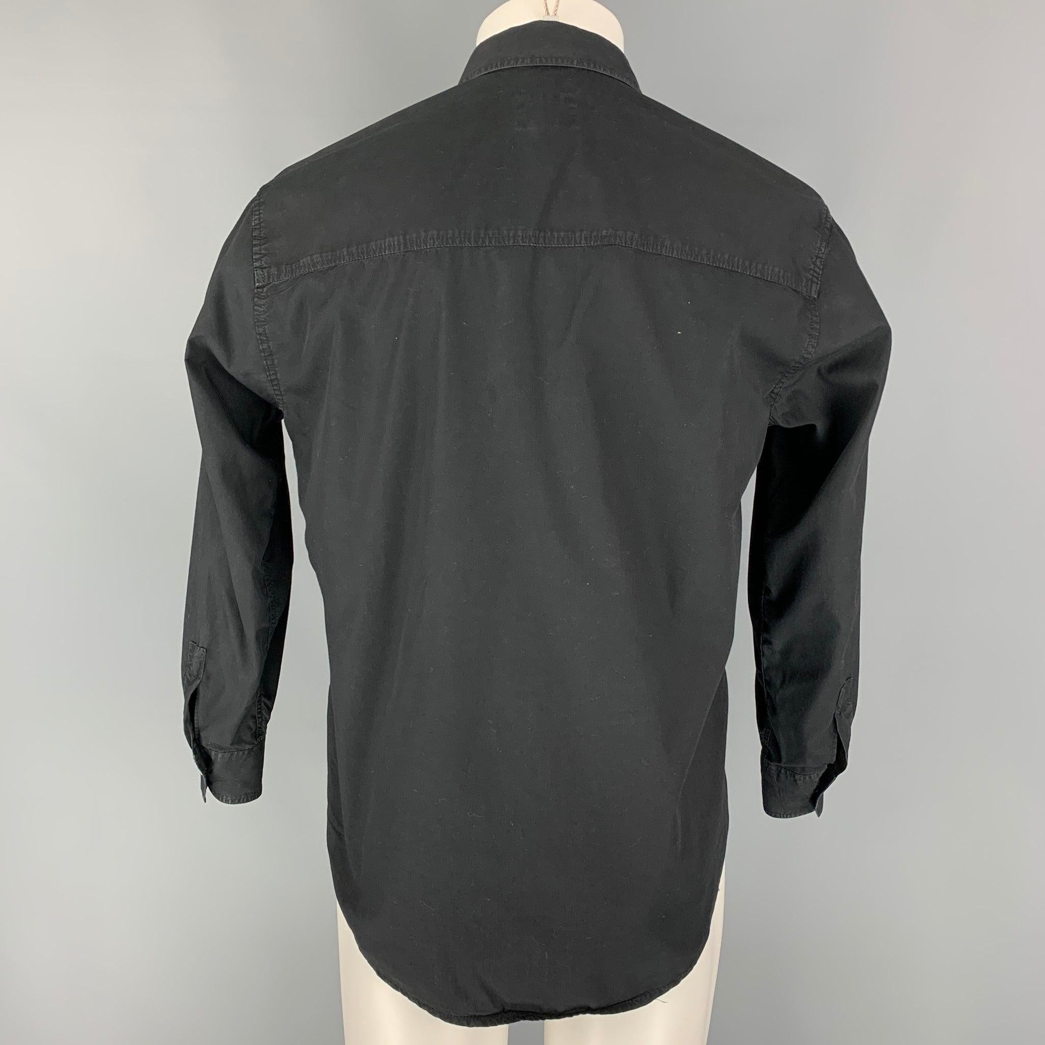Vintage VERSACE JEANS COUTURE Size M Black Cotton Button Down Long Sleeve Shirt Pour hommes en vente
