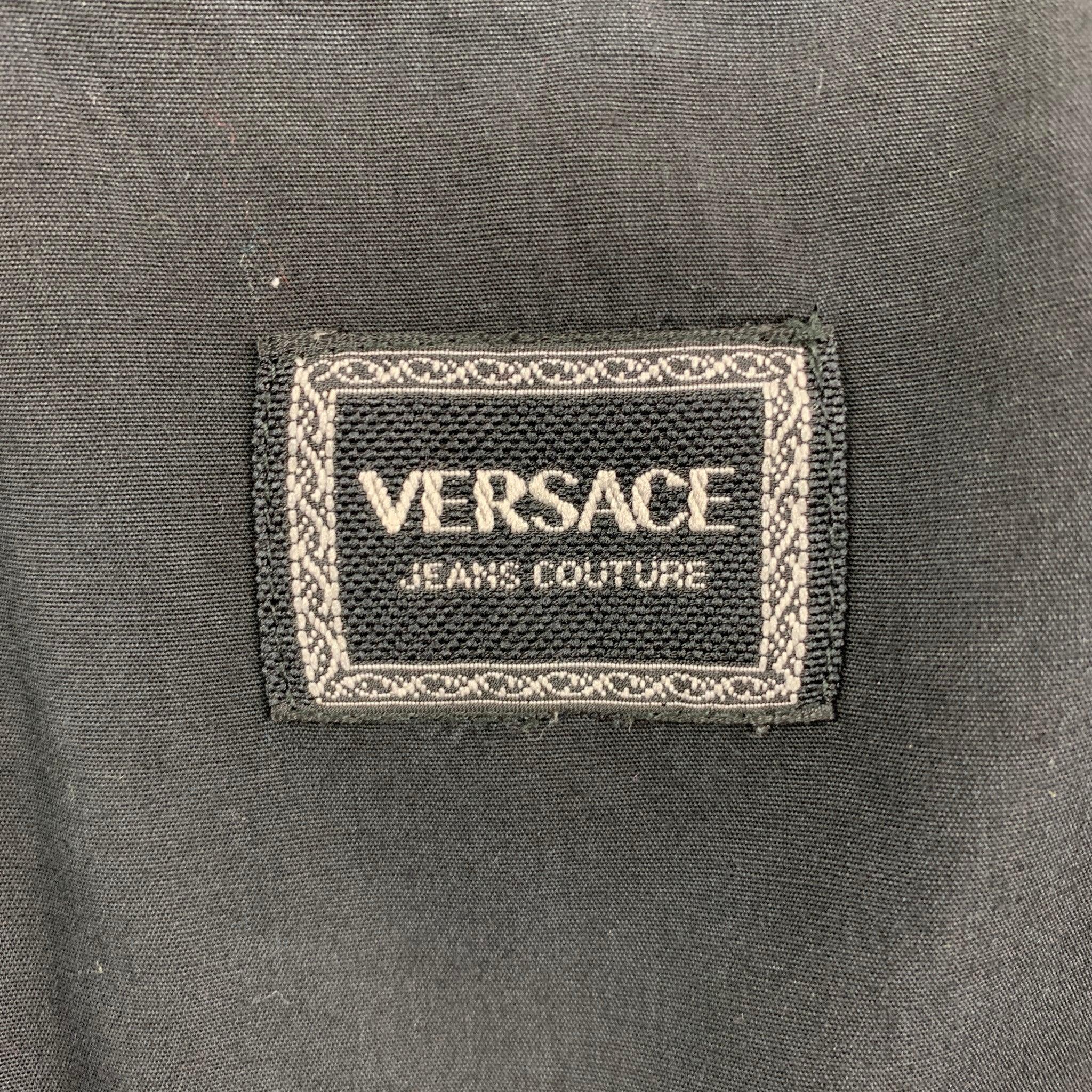 Vintage VERSACE JEANS COUTURE Size M Black Cotton Button Down Long Sleeve Shirt For Sale 2