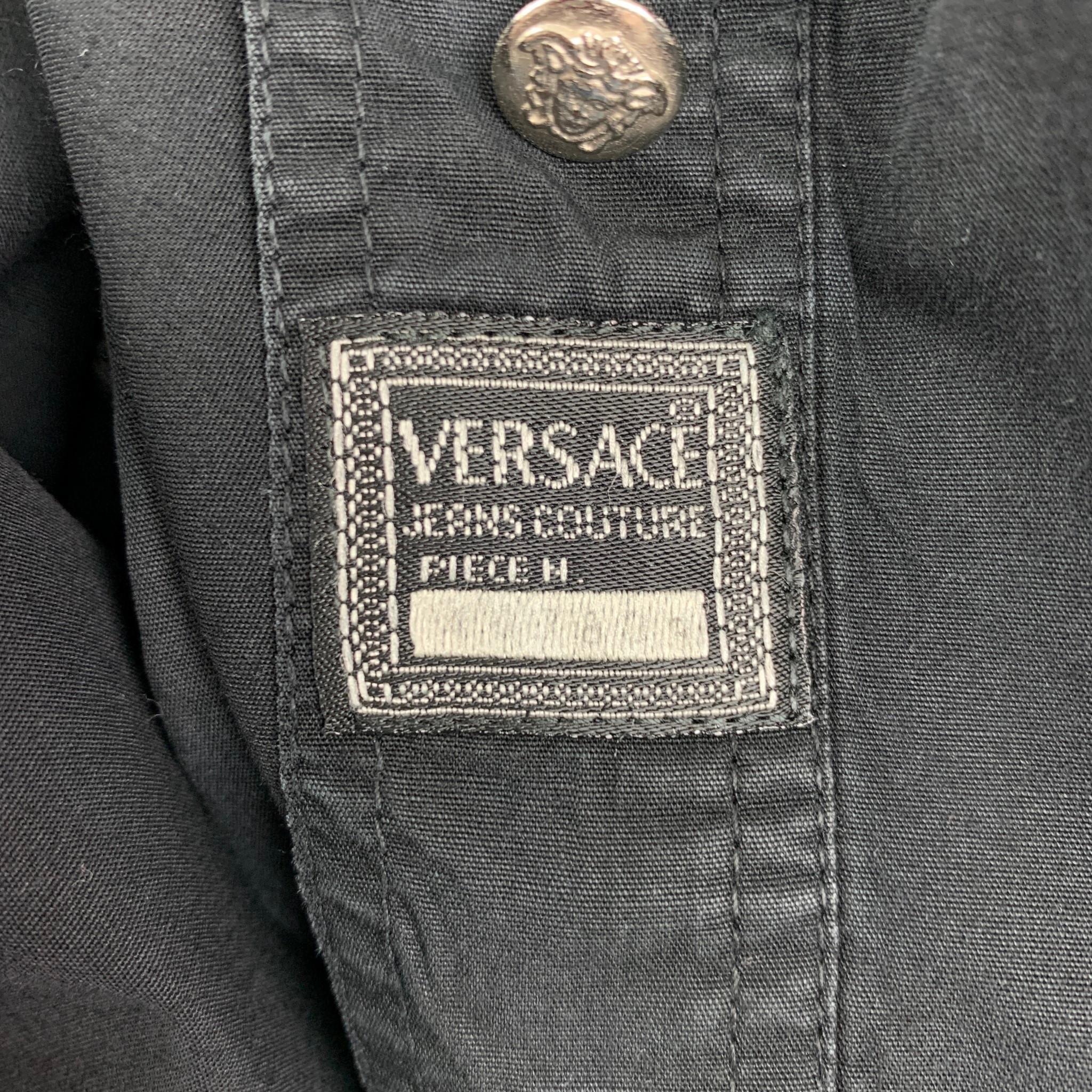 Men's Vintage VERSACE JEANS COUTURE Size M Black Cotton Button Down Long Sleeve Shirt