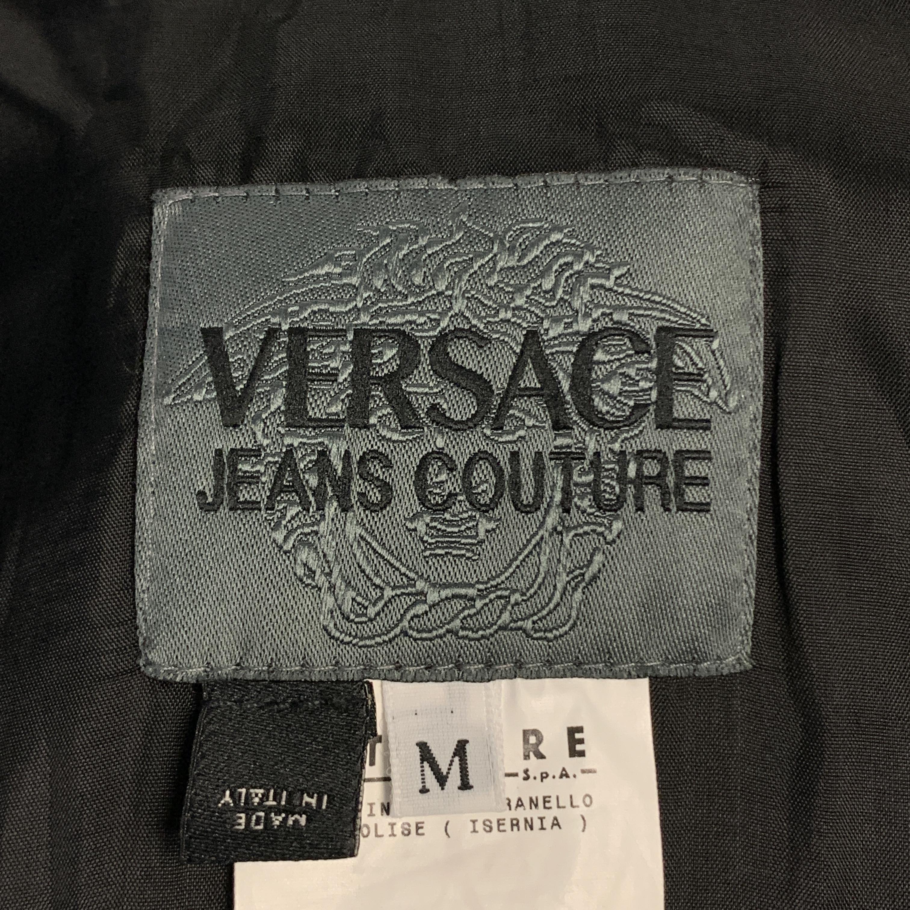 Vintage VERSACE JEANS COUTURE Size M Black Cotton Full Zip Silver Buttons Jacket 3