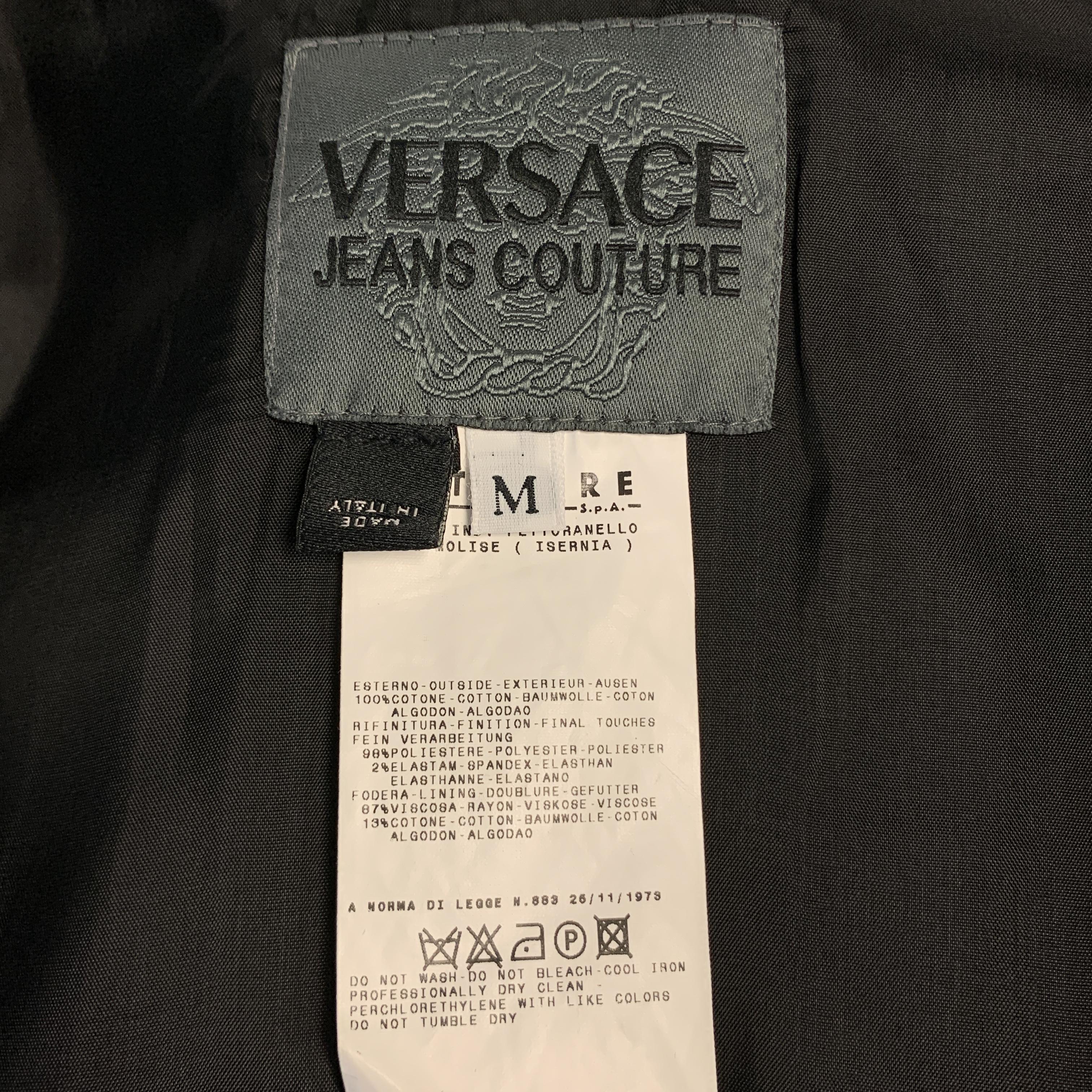Vintage VERSACE JEANS COUTURE Size M Black Cotton Full Zip Silver Buttons Jacket 2
