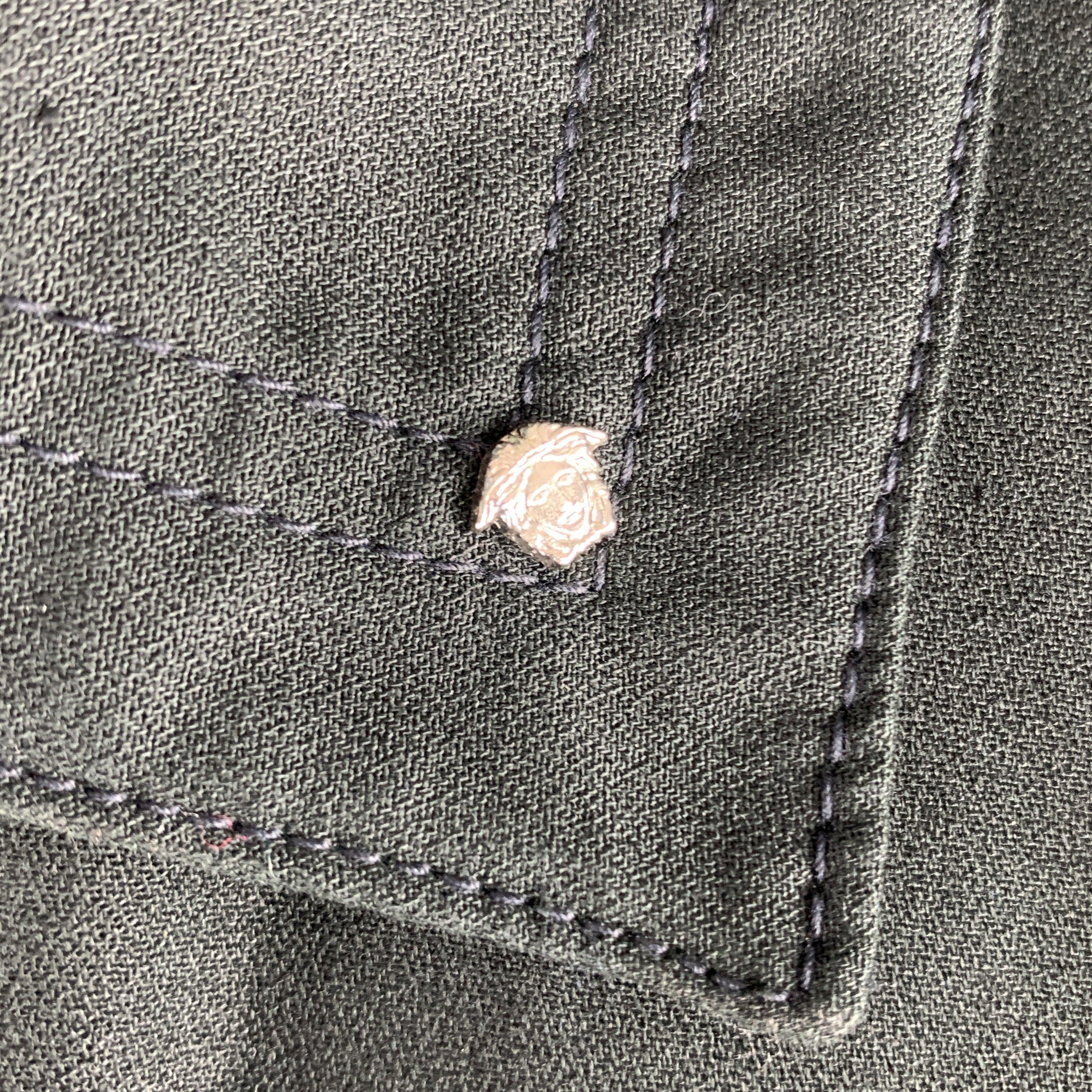 Vintage VERSACE JEANS COUTURE Size M Cotton Silver Buttons Bomber Jacket For Sale 2