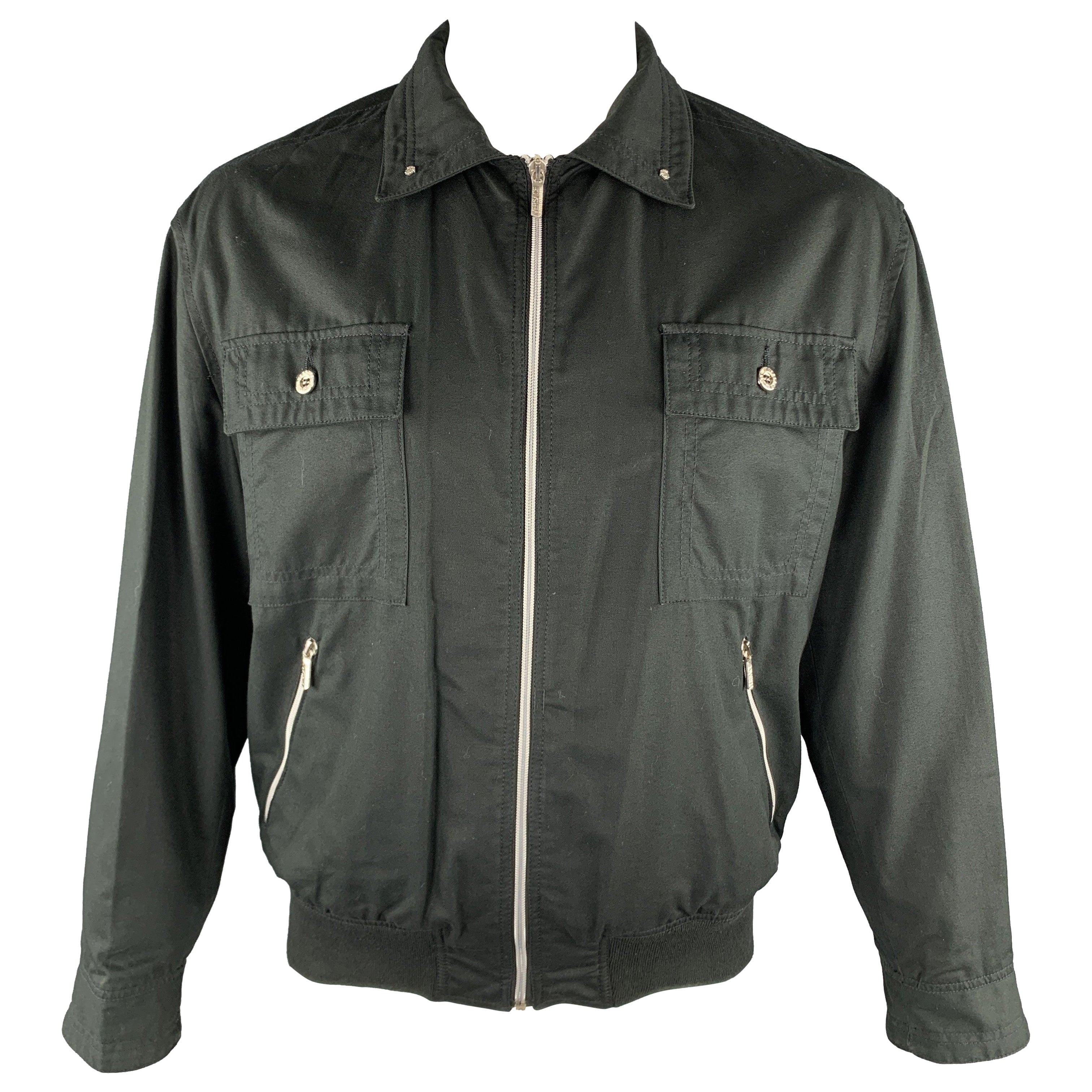 Versace JEANS COUTURE Taglia M Cotone Bottoni Argento Bomber Vintage