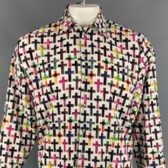 Vintage VERSACE JEANS COUTURE Größe M Mehrfarbiges langärmeliges Vintage-Baumwollhemd