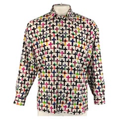 Vintage VERSACE JEANS COUTURE Size M Multi-Color Cross Print Cotton Shirt