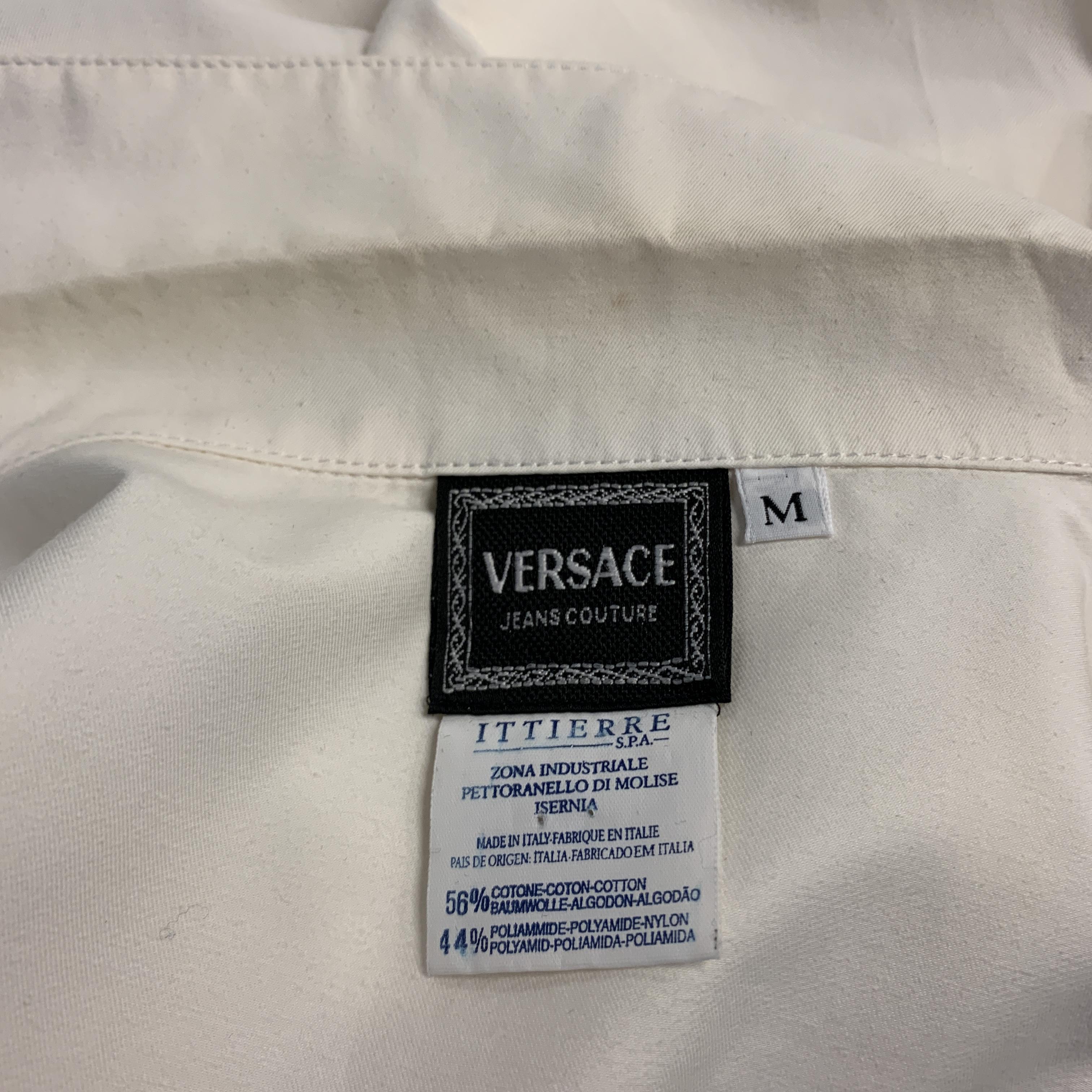 Vintage VERSACE JEANS COUTURE Size M Off White Cotton Zip Up Shirt Jacket 3