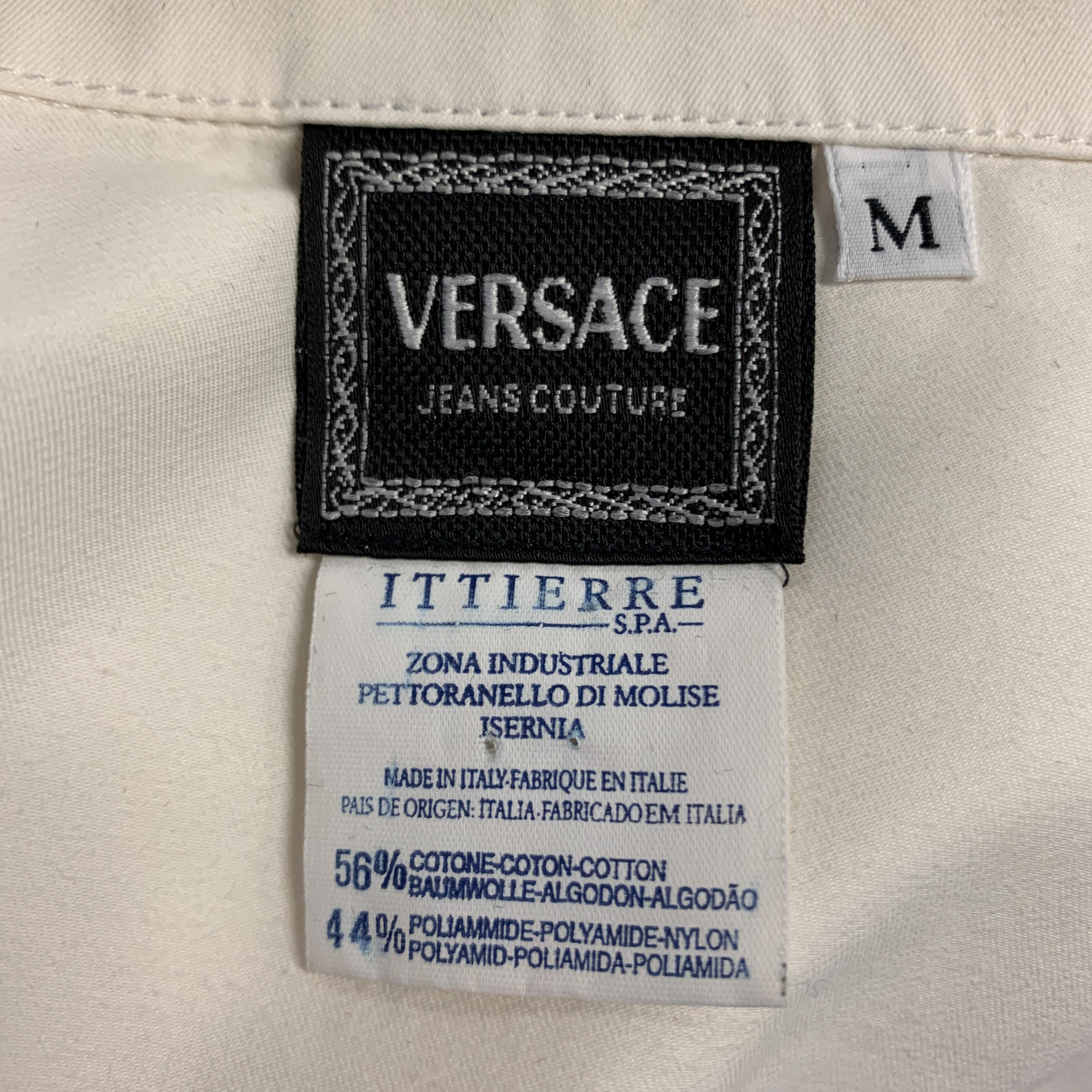 Vintage VERSACE JEANS COUTURE Size M Off White Cotton Zip Up Shirt Jacket 4