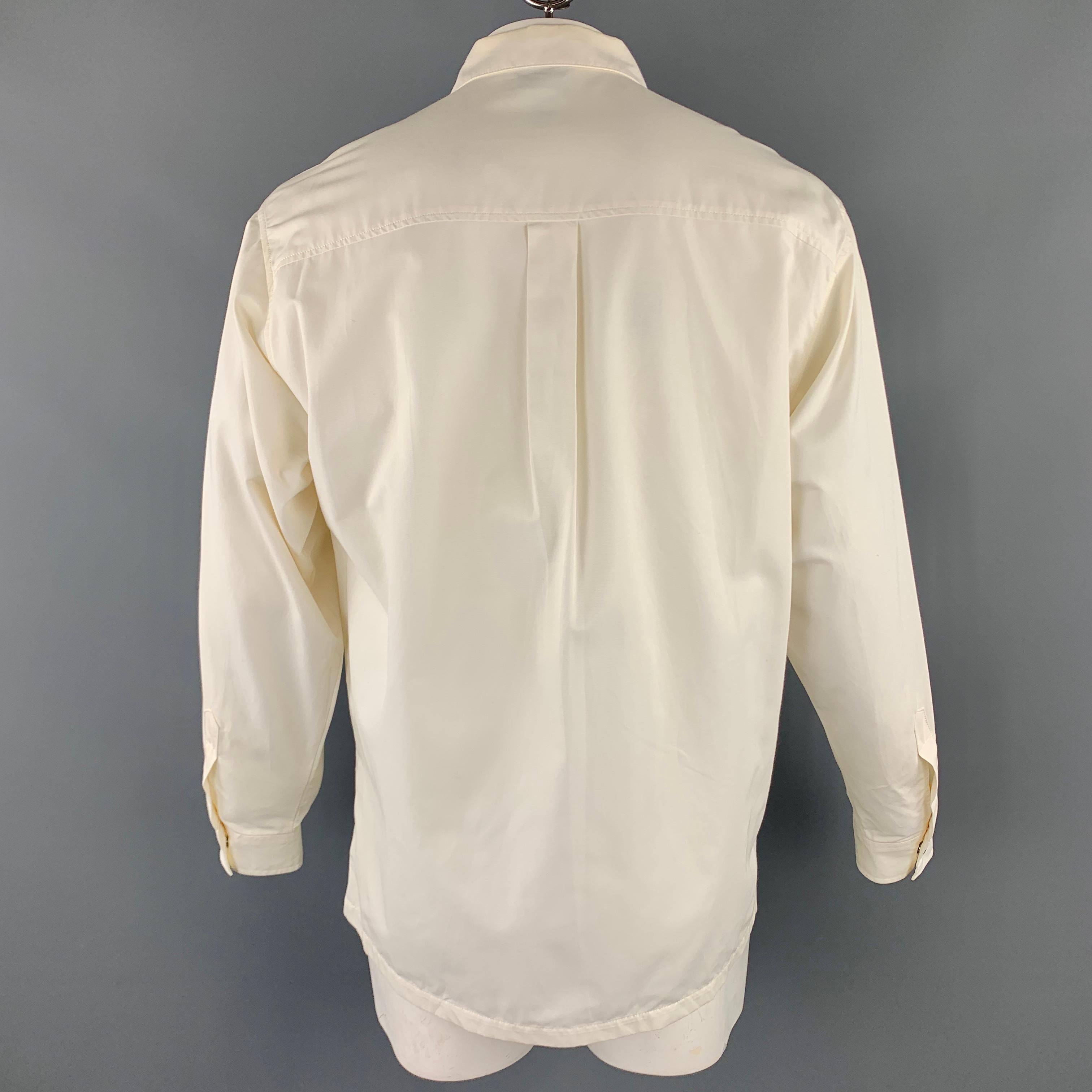 Vintage VERSACE JEANS COUTURE Size M Off White Cotton Zip Up Shirt Jacket In Good Condition In San Francisco, CA