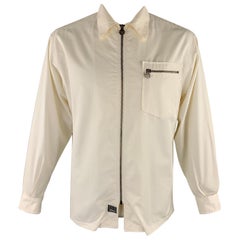 Vintage VERSACE JEANS COUTURE Size M Off White Cotton Zip Up Shirt Jacket