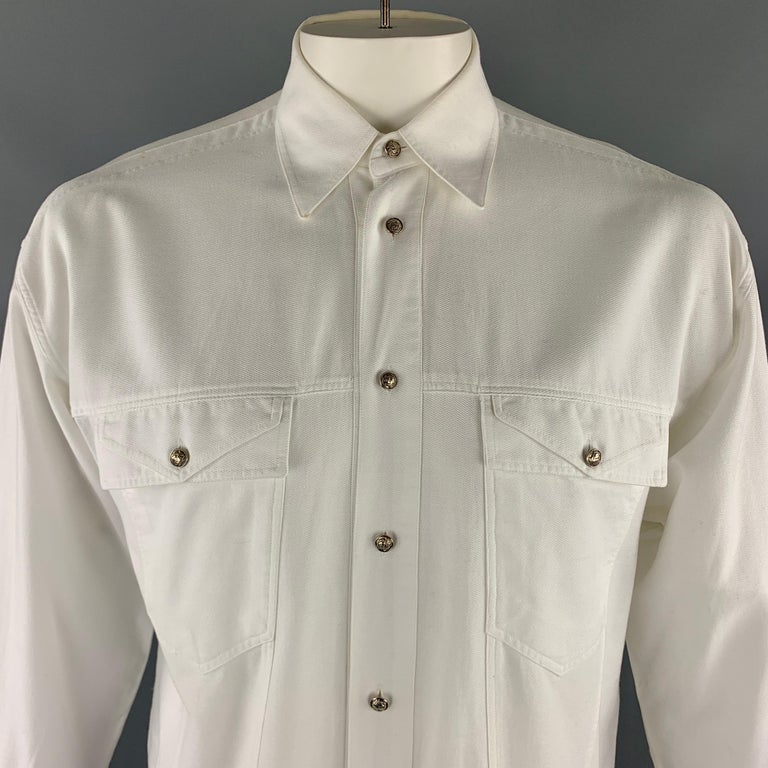 Vintage VERSACE JEANS COUTURE Size M White Cotton Button Up Jacket at ...