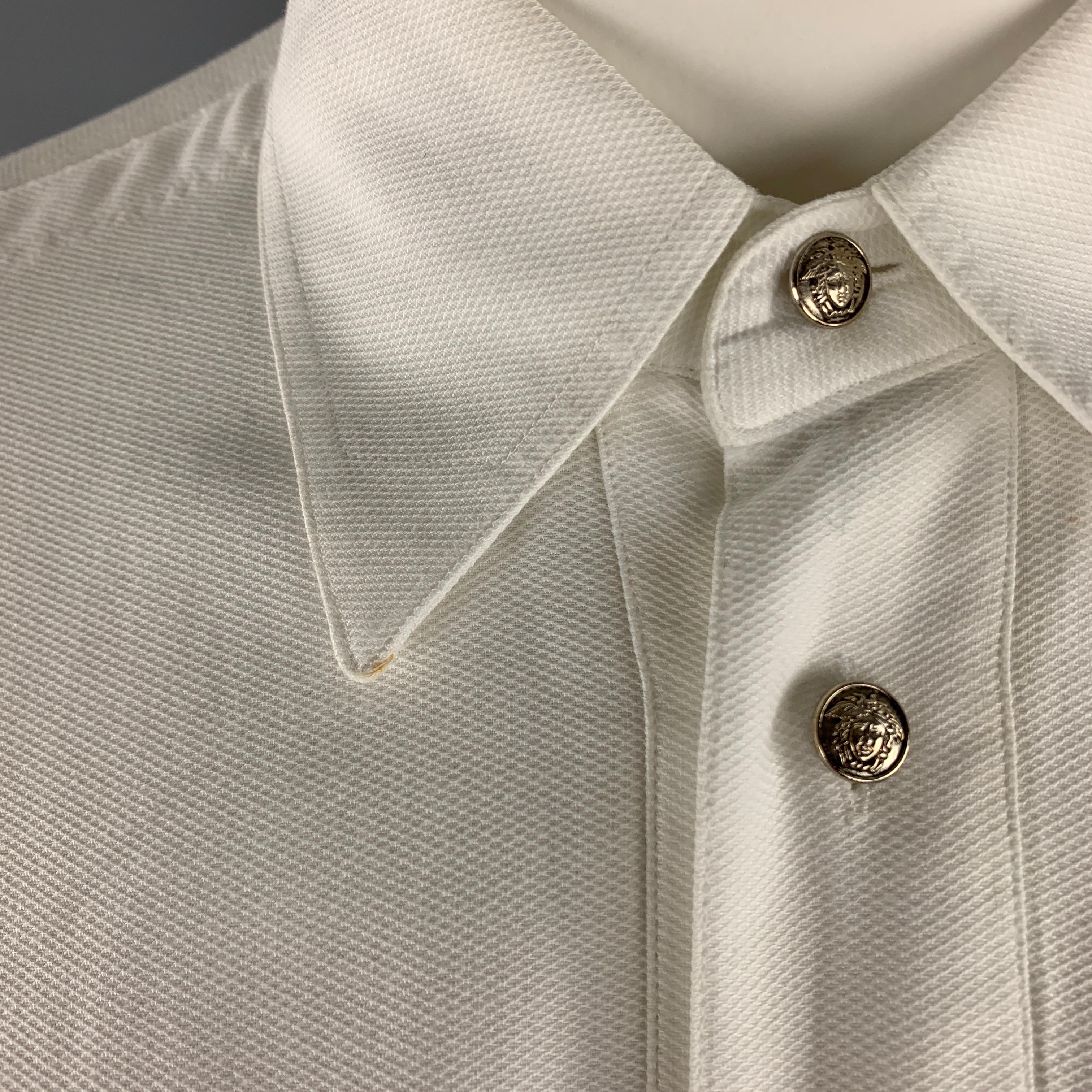 Gray Vintage VERSACE JEANS COUTURE Size M White Cotton Button Up Jacket