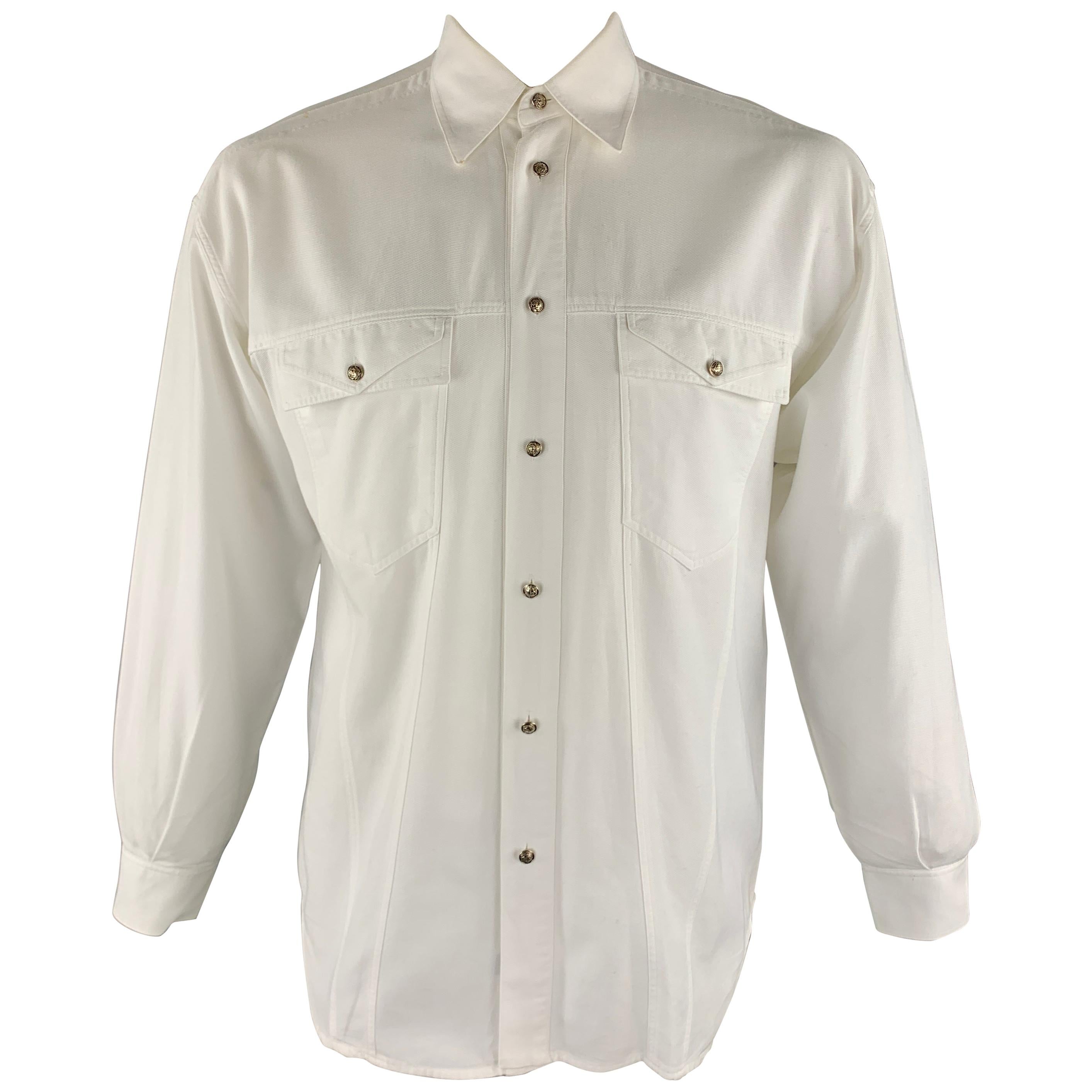 Vintage VERSACE JEANS COUTURE Size M White Cotton Button Up Jacket at  1stDibs