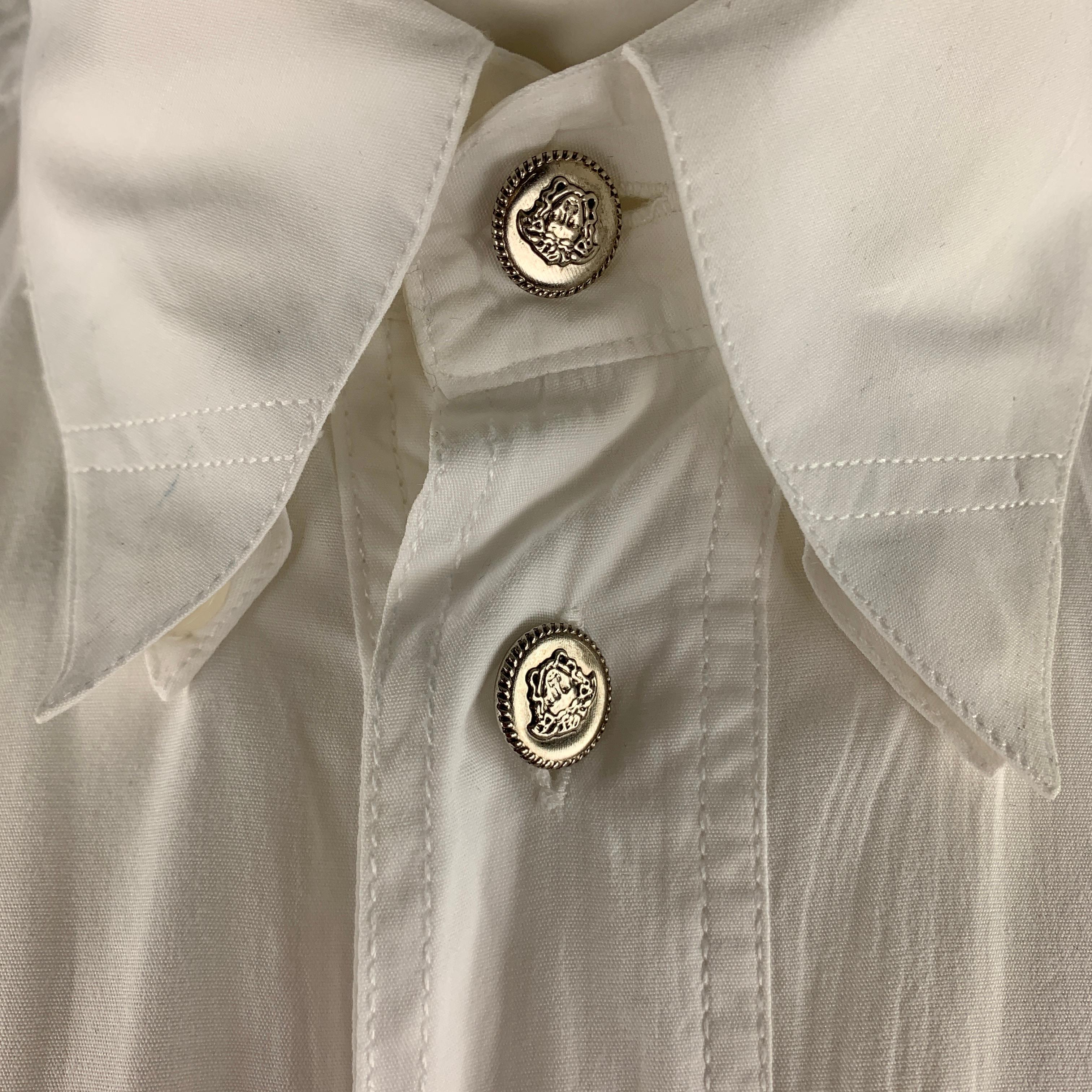 Gray Vintage VERSACE JEANS COUTURE Size M White Cotton Medusa Buttons Jacket