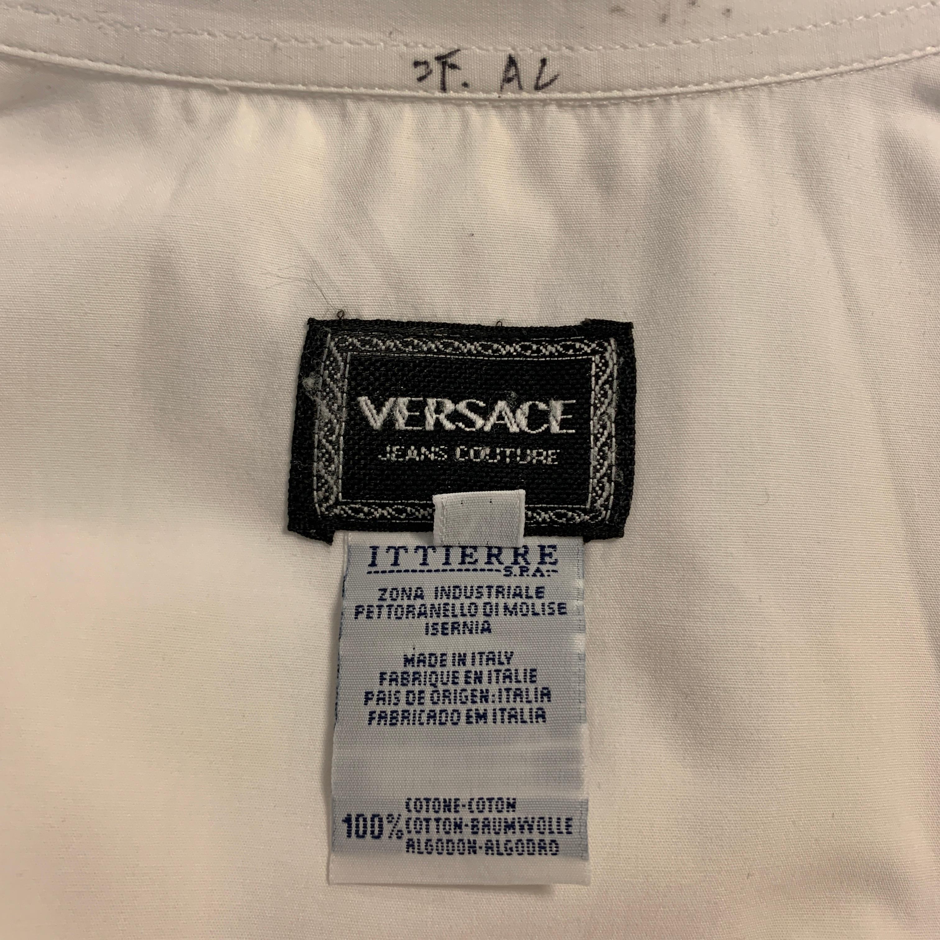 Vintage VERSACE JEANS COUTURE Size M White Cotton Medusa Buttons Jacket 3
