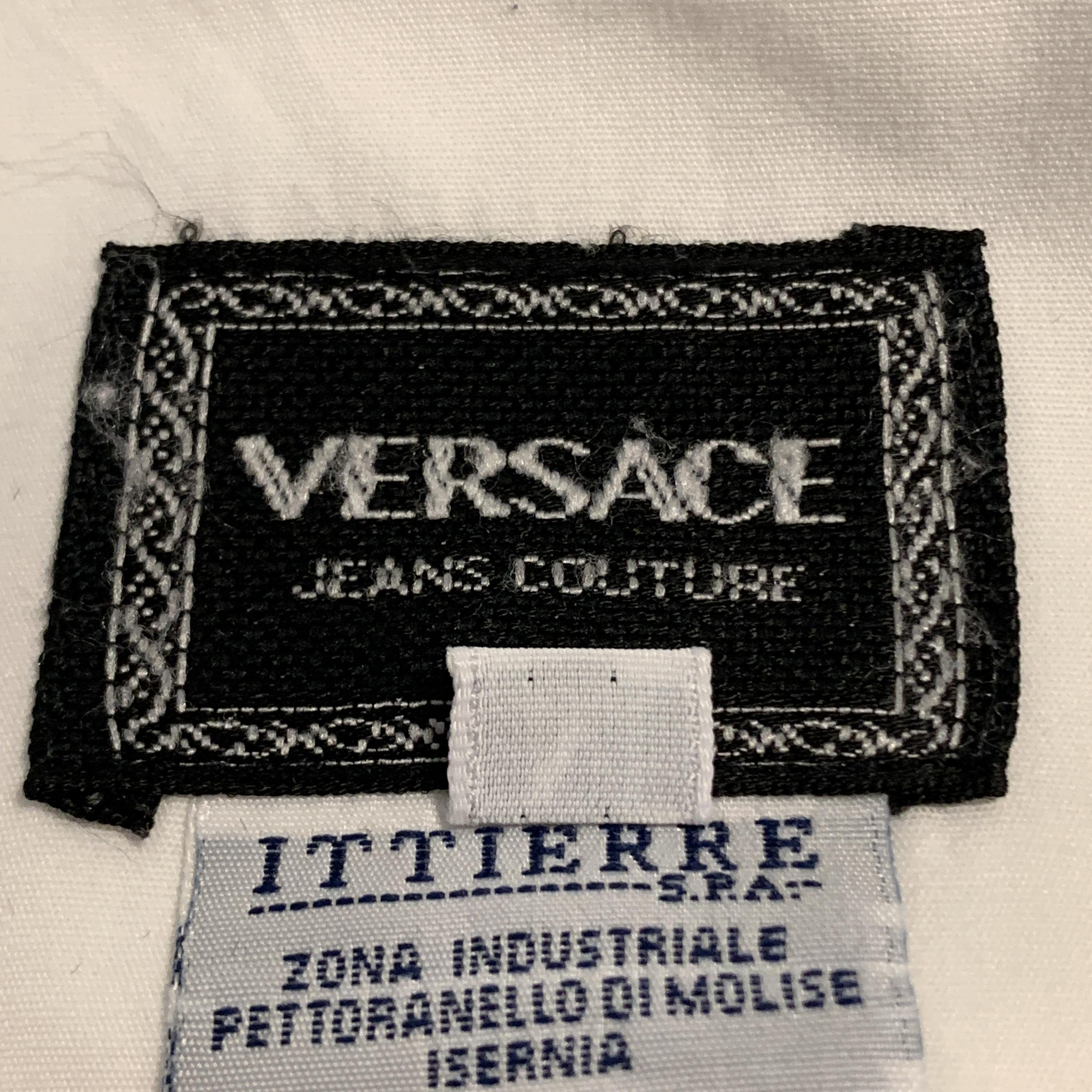 Vintage VERSACE JEANS COUTURE Size M White Cotton Medusa Buttons Jacket 4