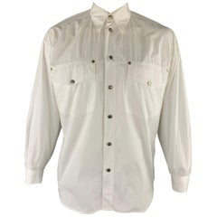 Vintage VERSACE JEANS COUTURE Size M White Cotton Medusa Buttons Jacket