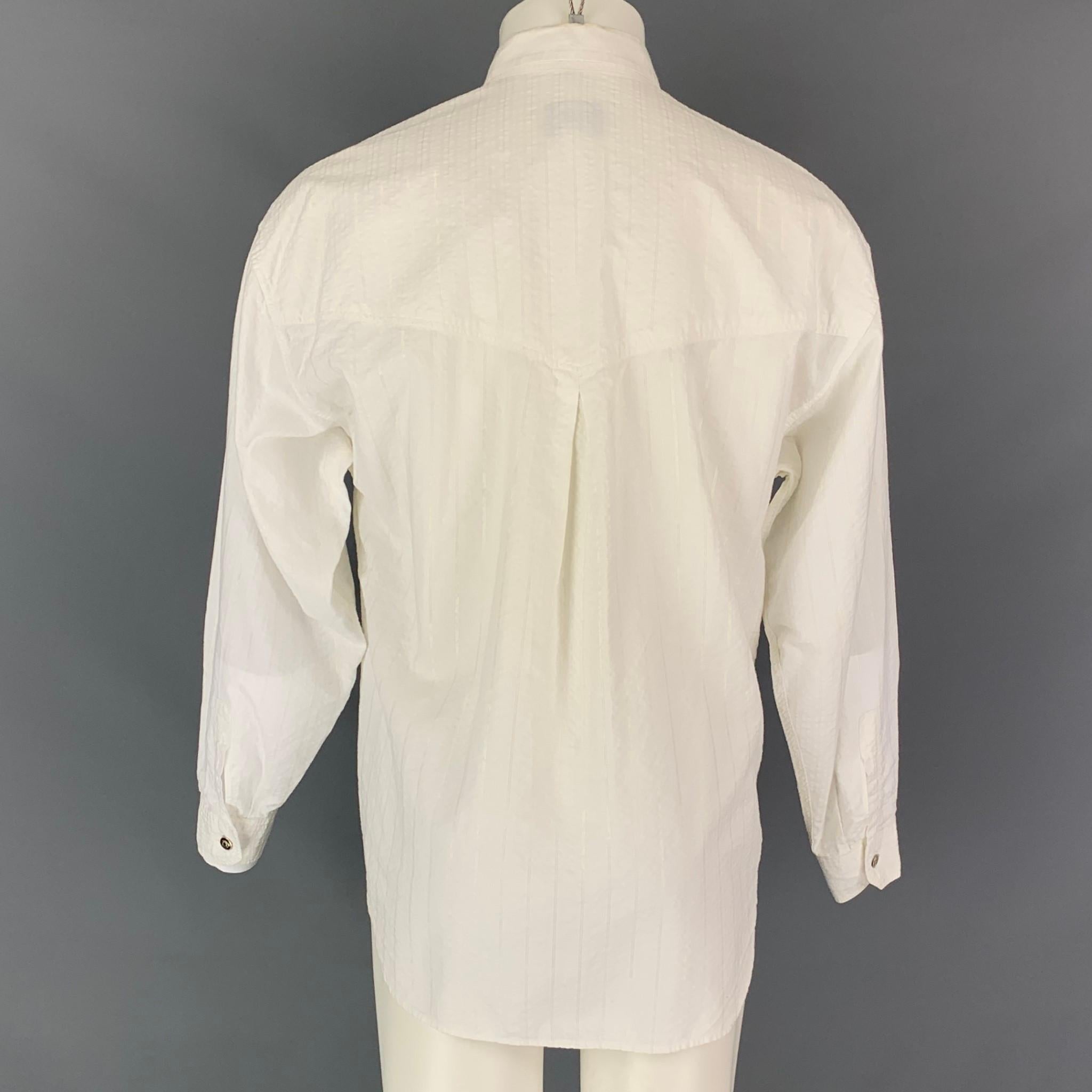 Vintage VERSACE JEANS COUTURE Größe M Weiß gestreiftes Hemd aus Baumwollmischung Herren