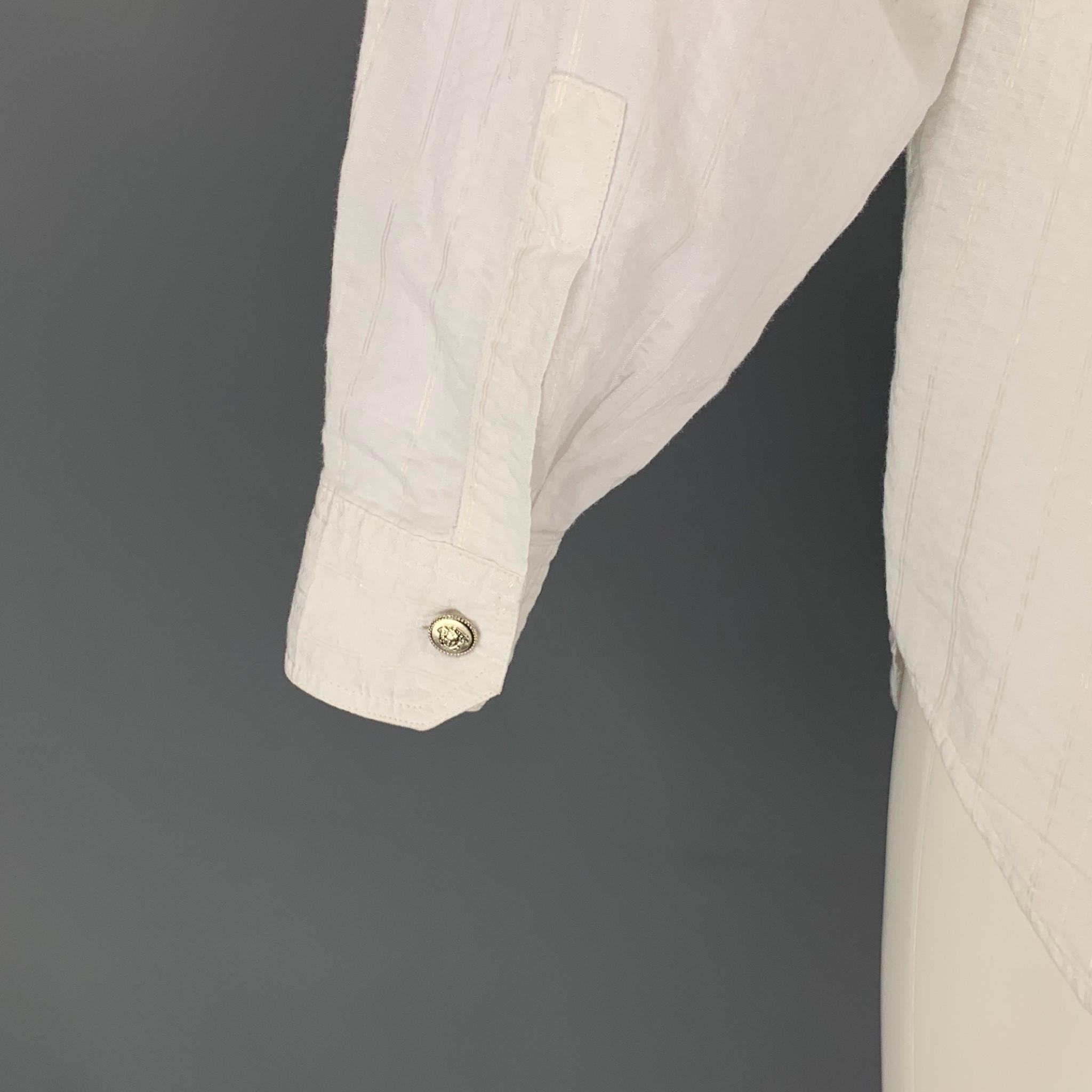 Vintage VERSACE JEANS COUTURE Größe M Weiß gestreiftes Hemd aus Baumwollmischung 1