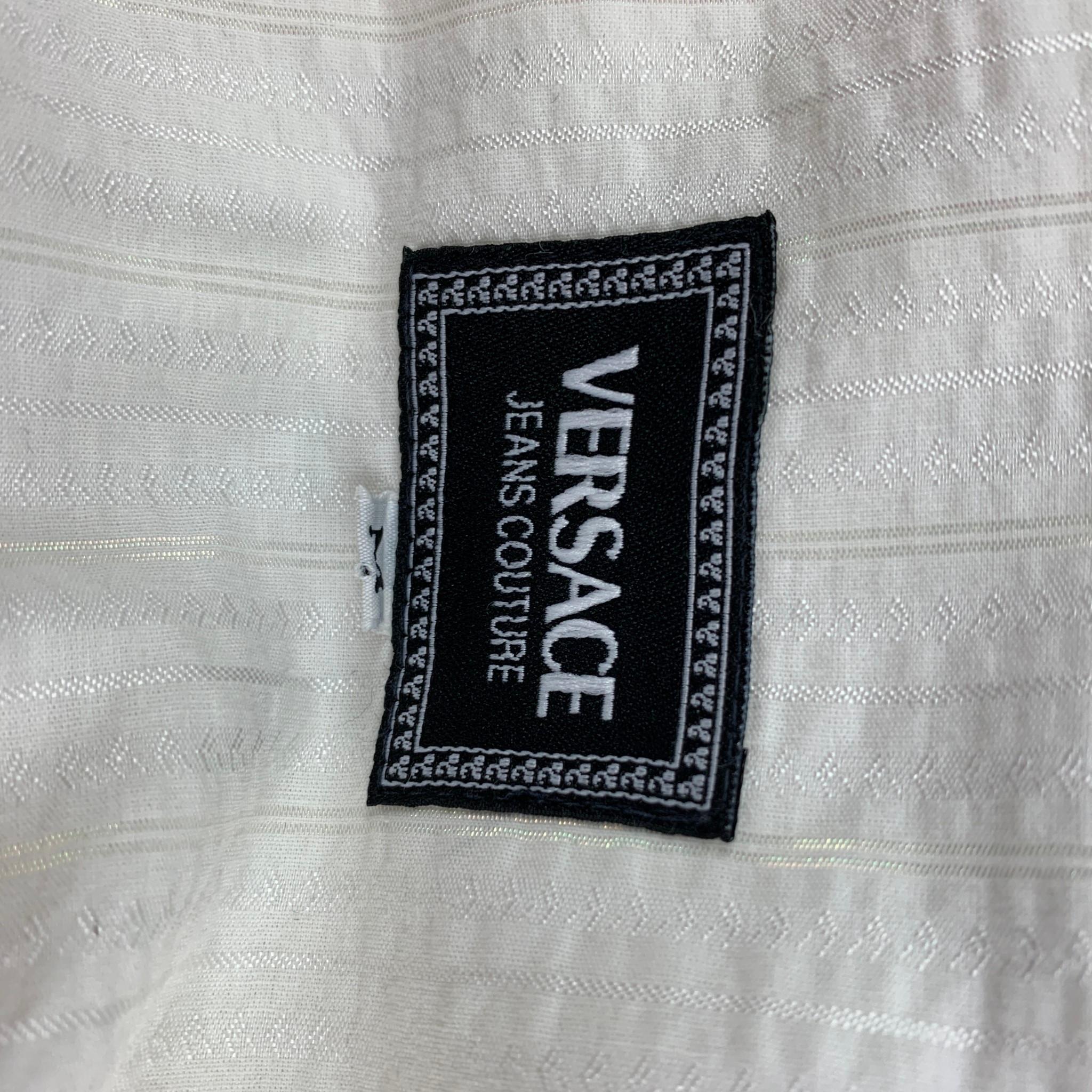 Vintage VERSACE JEANS COUTURE Größe M Weiß gestreiftes Hemd aus Baumwollmischung 3