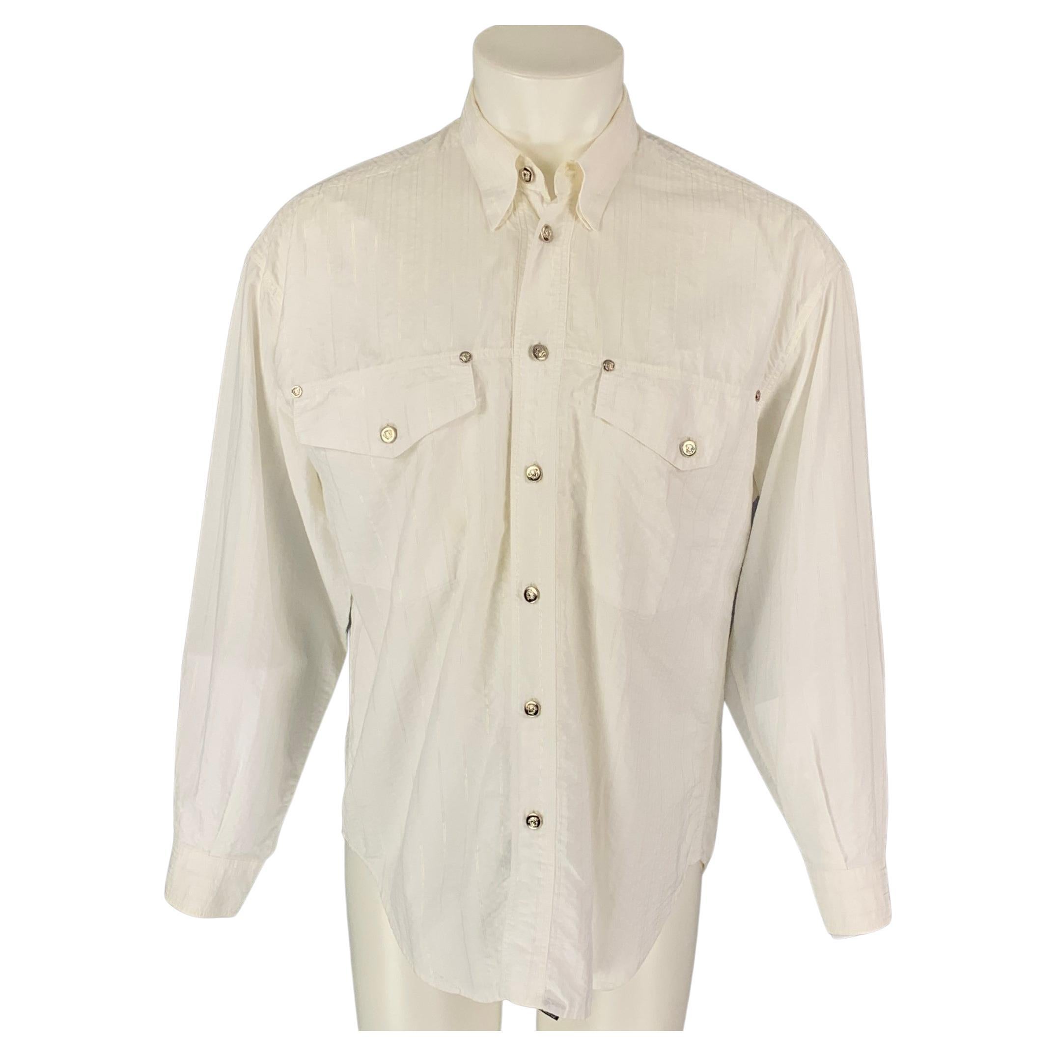 Vintage VERSACE JEANS COUTURE Size M White Stripe Cotton Blend Shirt For  Sale at 1stDibs